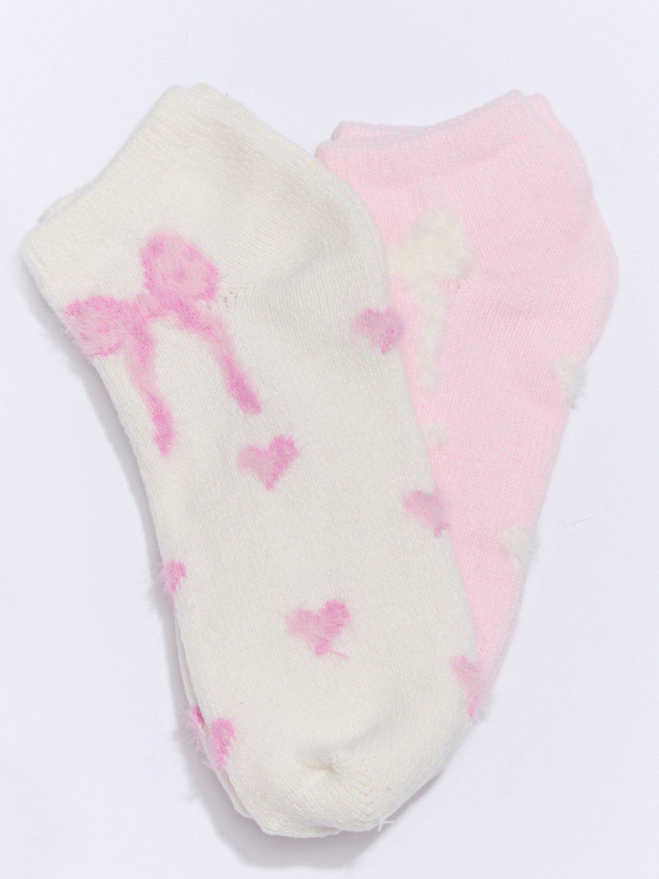  image of boux-avenue-bow-2-pack-trainer-socks-pink