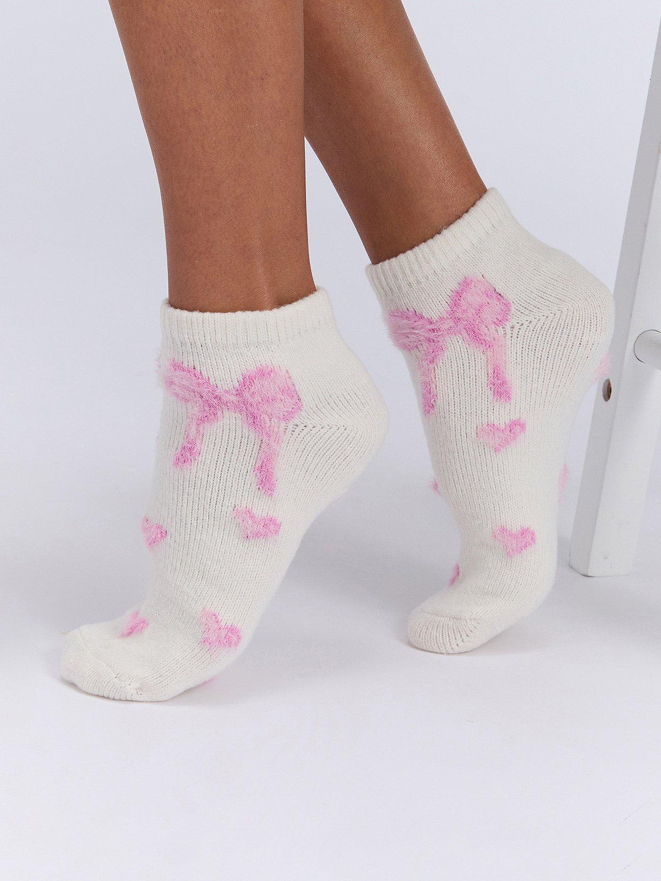  image of boux-avenue-bow-2-pack-trainer-socks-pink