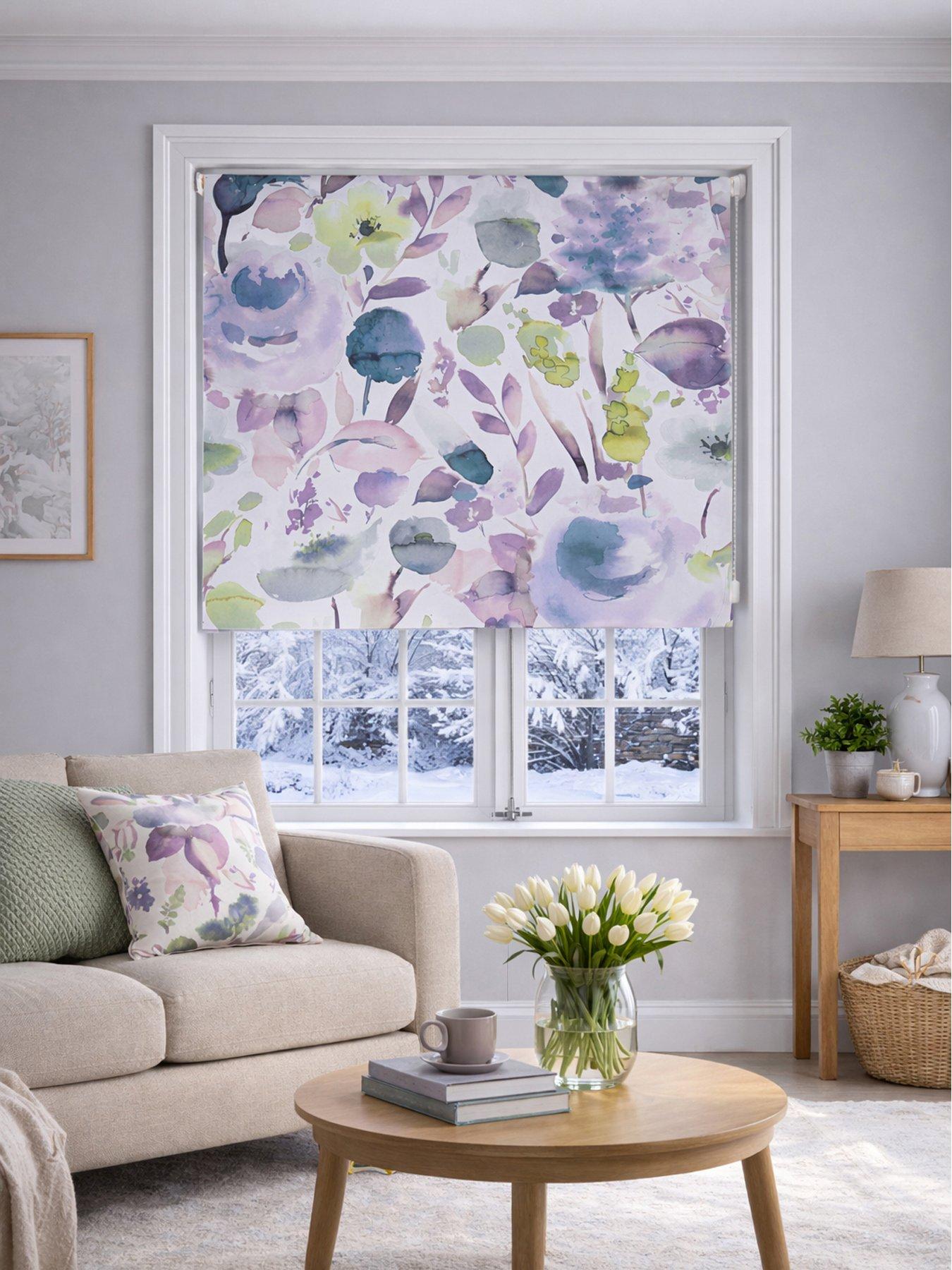 Image 1 of 6 of The Very Collection Painted Floral Roller Blind 150x160 - Winter