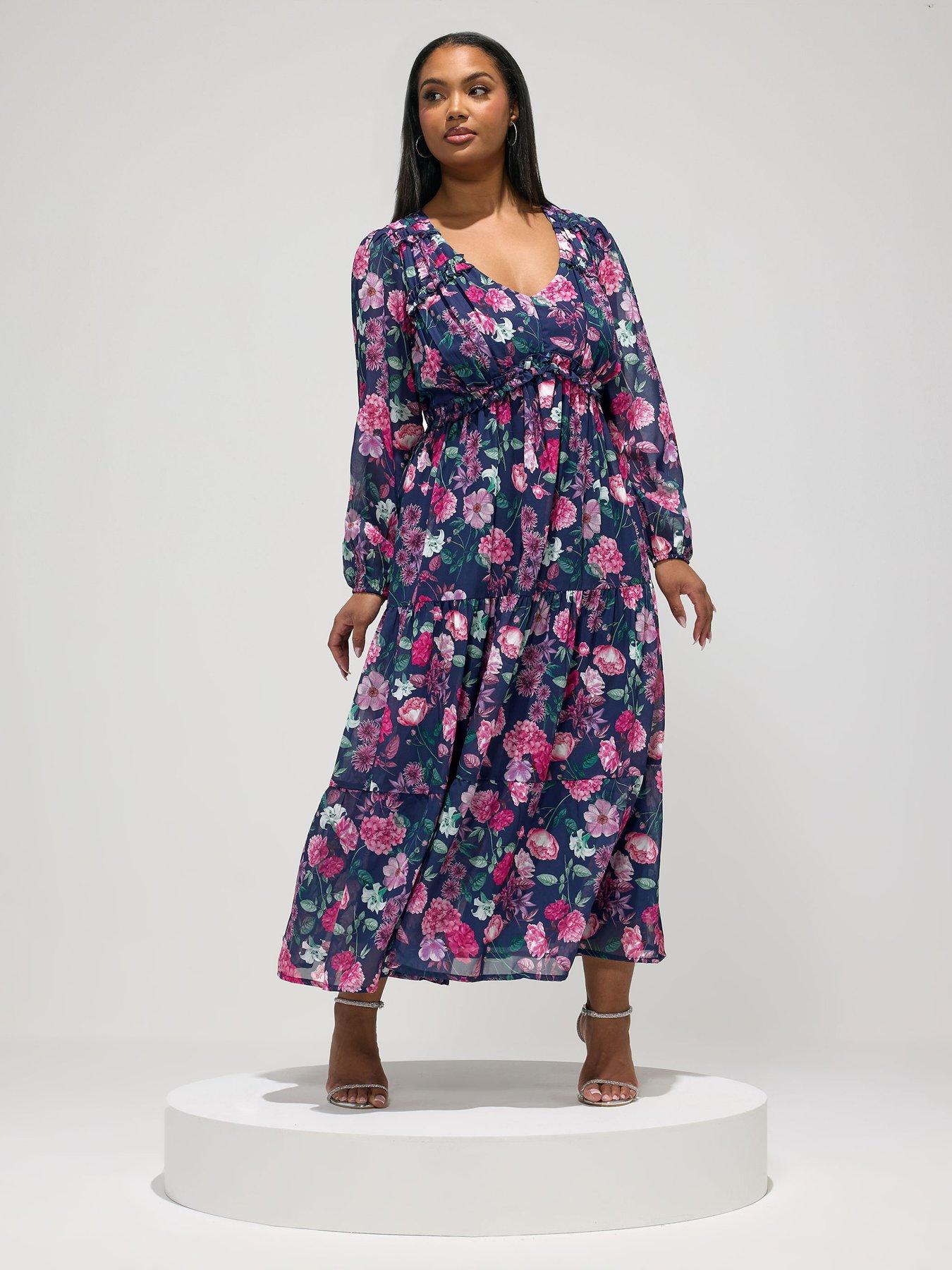 yours-curve-long-sleeve-floral-boho-dress