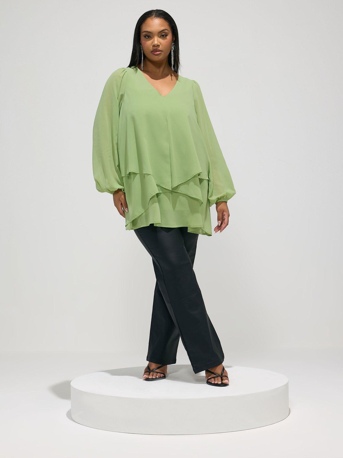 Image 3 of 5 of Yours Curve Long Sleeve Layered Blouse