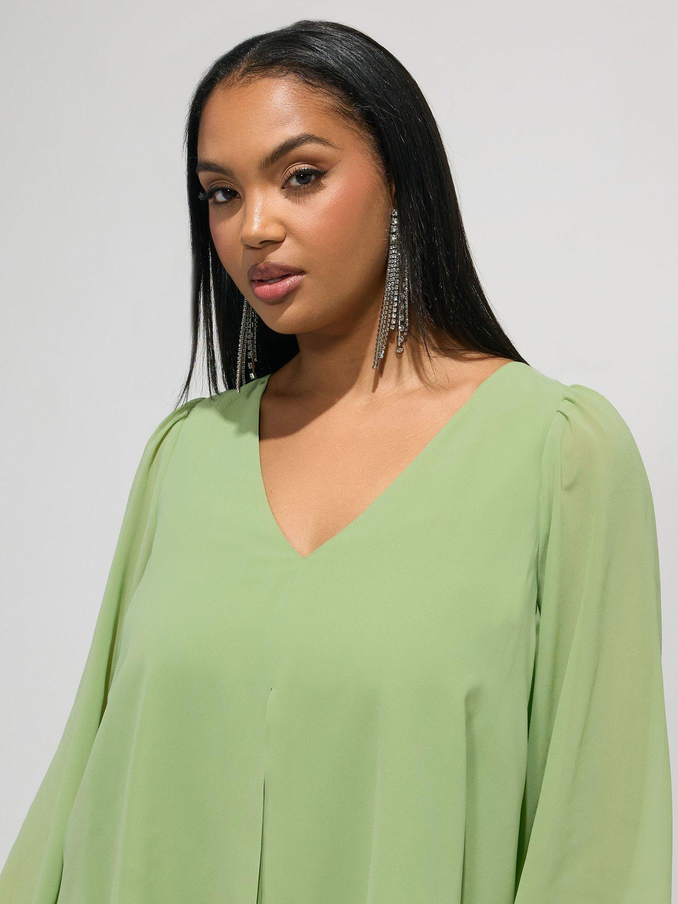 Image 4 of 5 of Yours Curve Long Sleeve Layered Blouse