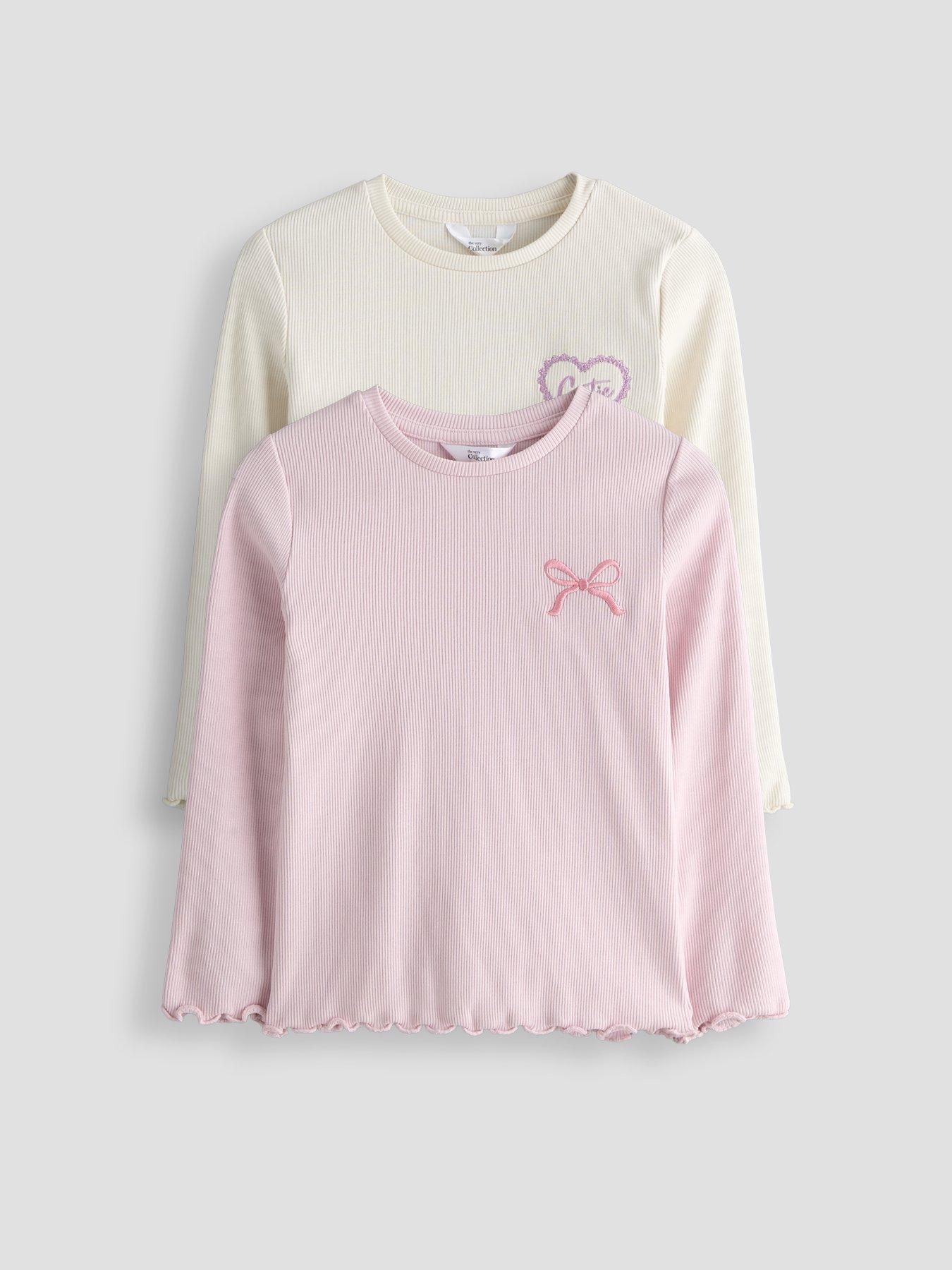 The Very Collection Girls Rib Long Sleeve Basic T-shirts - Multi