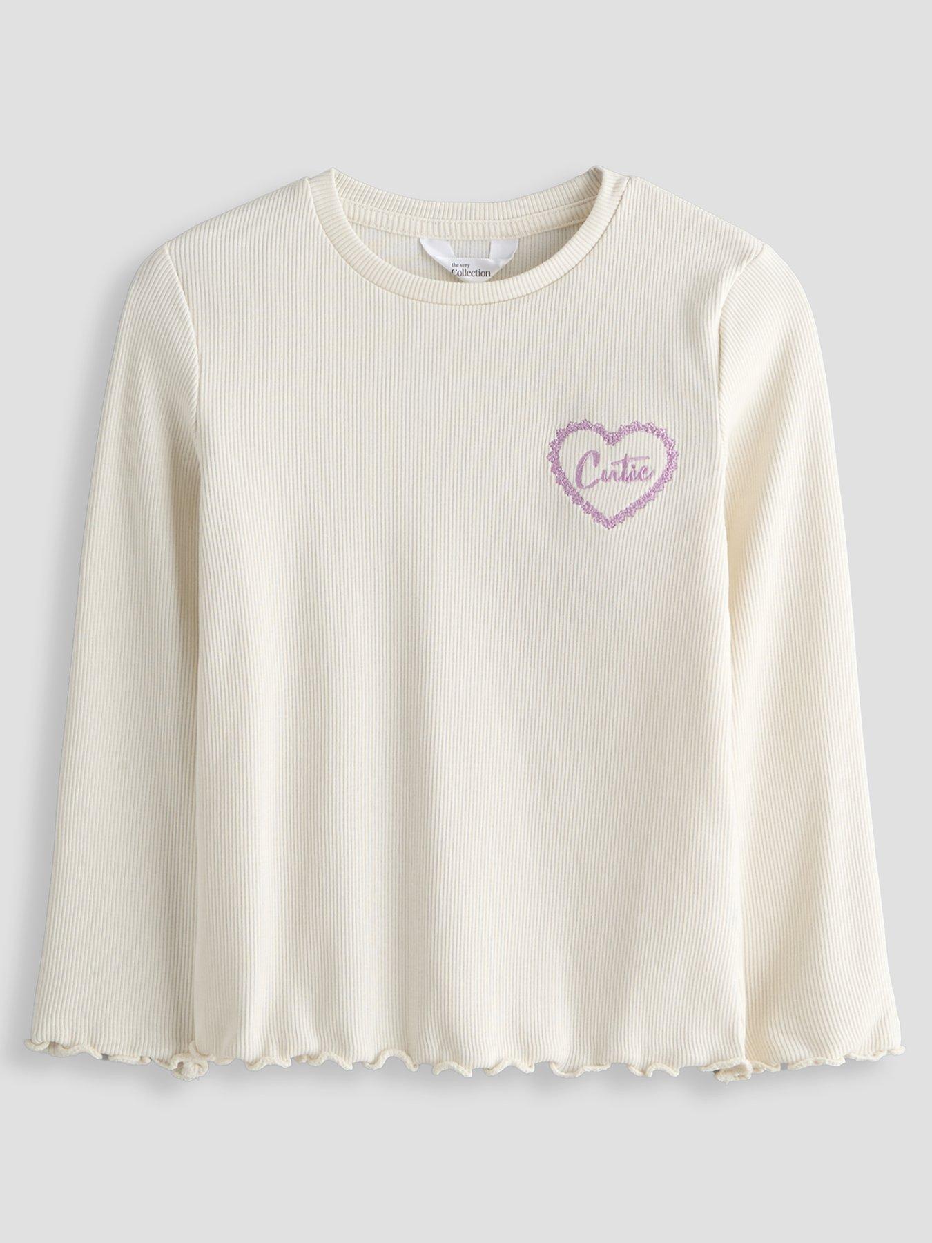 Image 2 of 5 of The Very Collection Girls Rib Long Sleeve Basic Tshirts