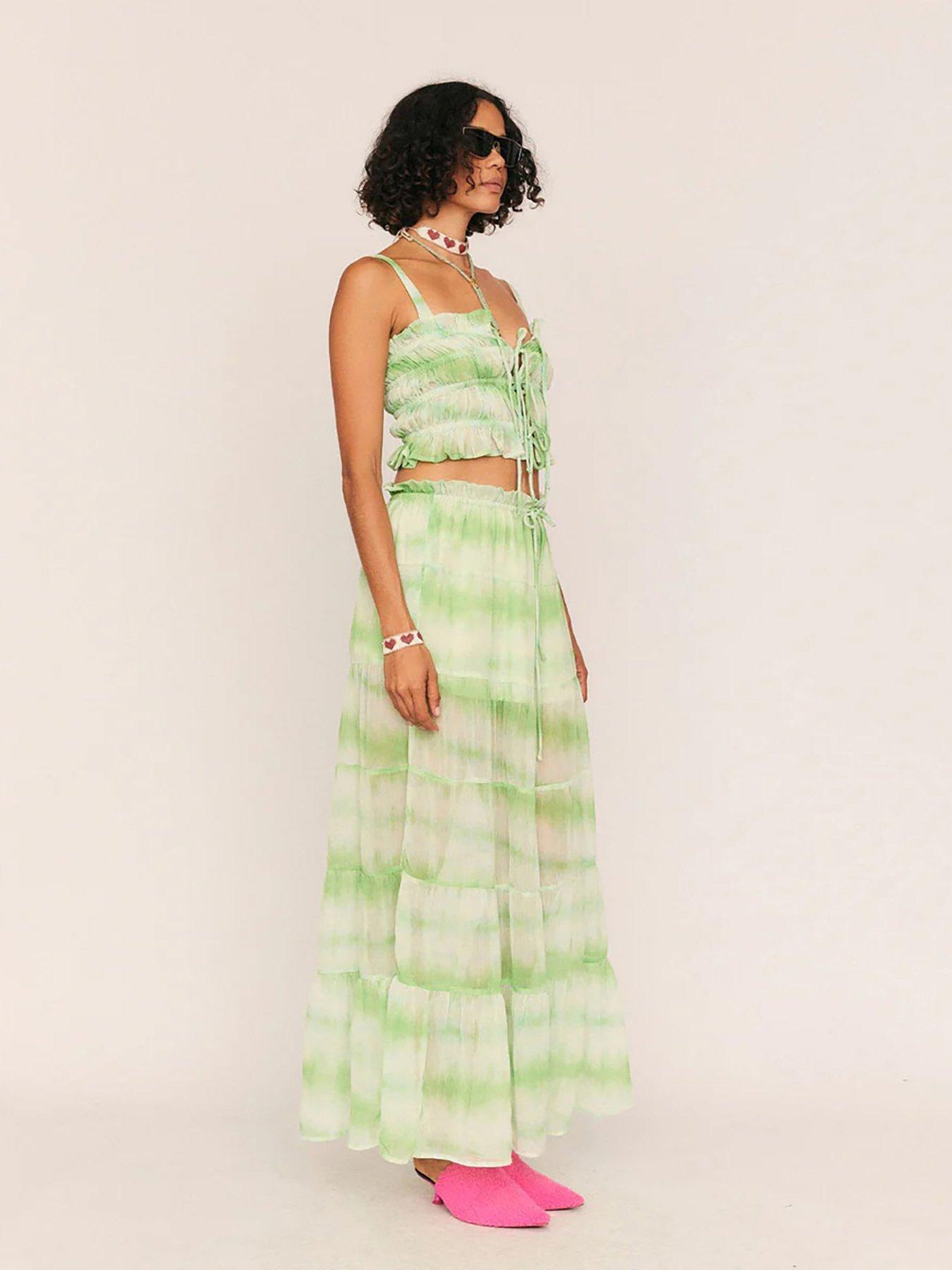 Image 3 of 3 of Summery Bennie Maxi Skirt - Green
