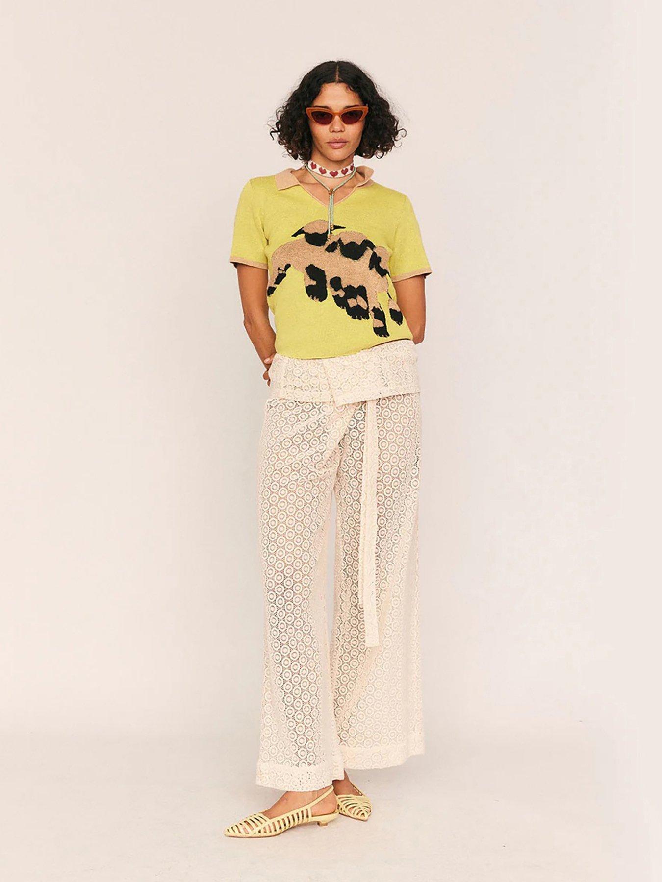Summery Lace Fisherman Layered Pant - White