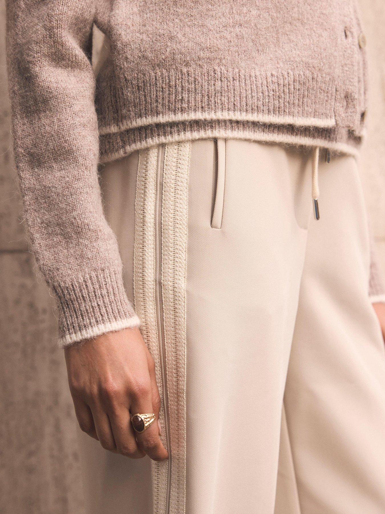 Image 3 of 6 of Mint Velvet Neutral Side Stripe Trouser - Cream