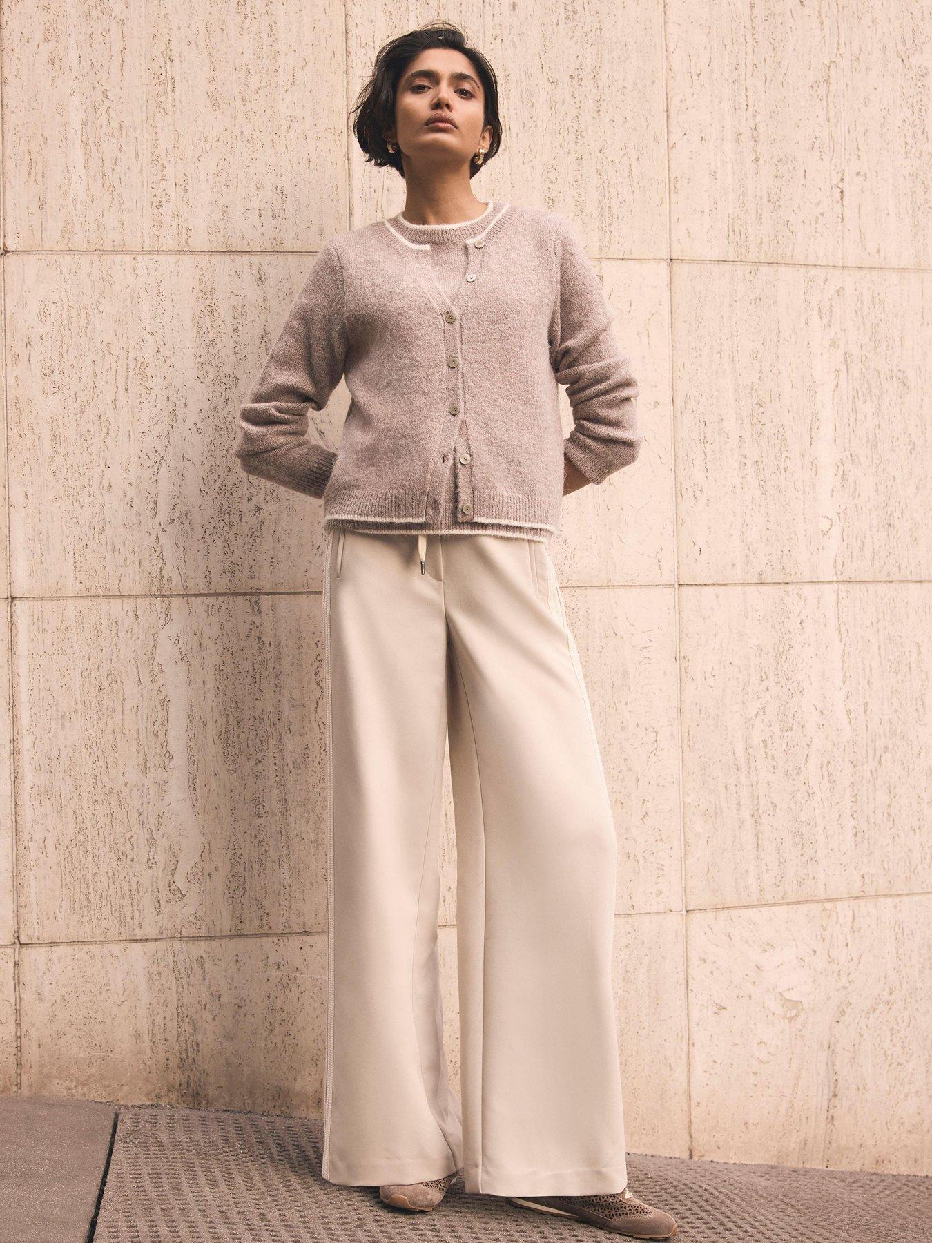 Image 4 of 6 of Mint Velvet Neutral Side Stripe Trouser - Cream