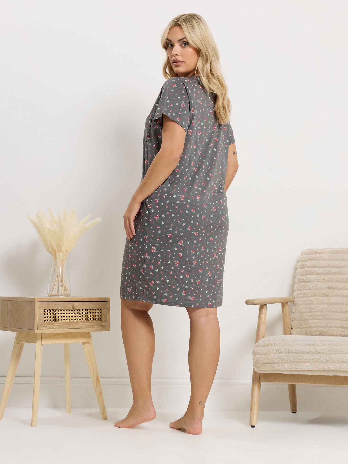 stillFront image of yours-curve-ditsy-placket-nightdress