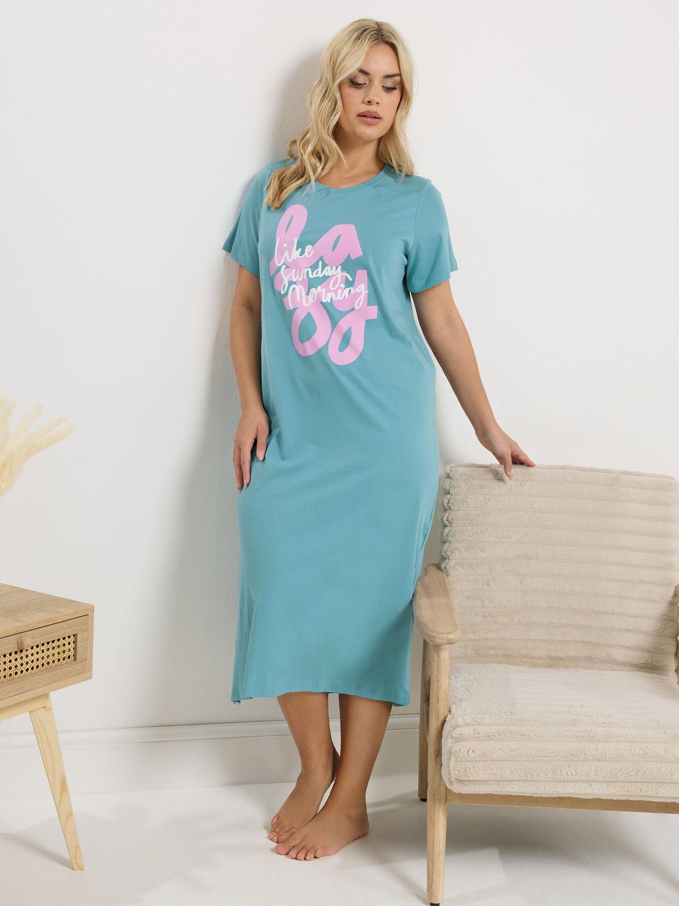 Image 3 of 6 of Yours Curve 2 Pack 'lazy Sunday' Midaxi Nightdress