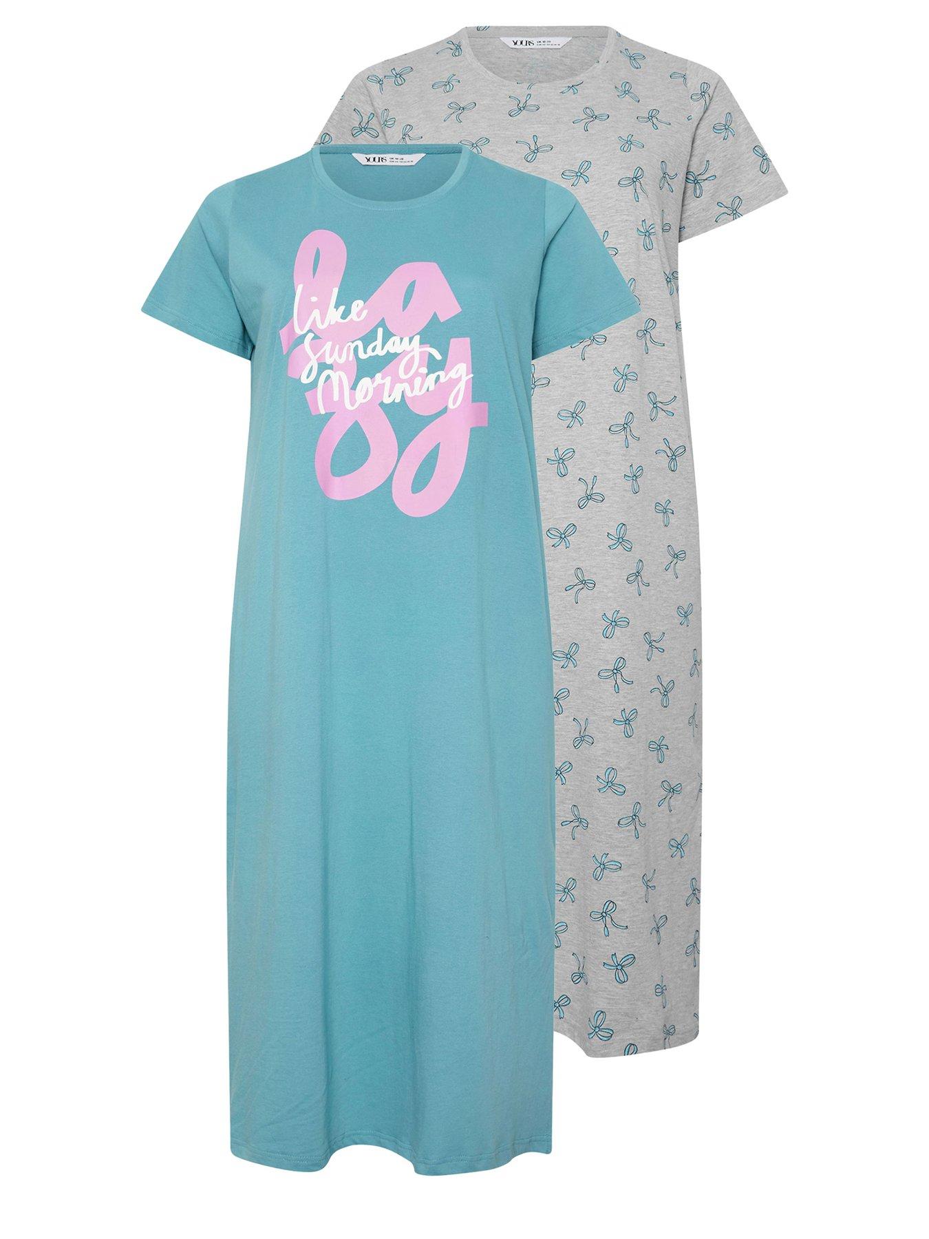 Image 6 of 6 of Yours Curve 2 Pack 'lazy Sunday' Midaxi Nightdress