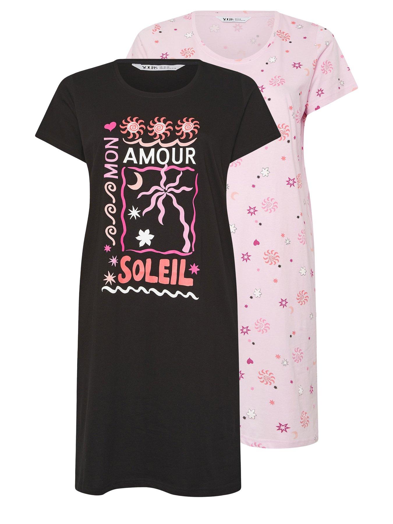 Image 5 of 5 of Yours Curve 2 Pack Soleil Dipped Back Nightdress