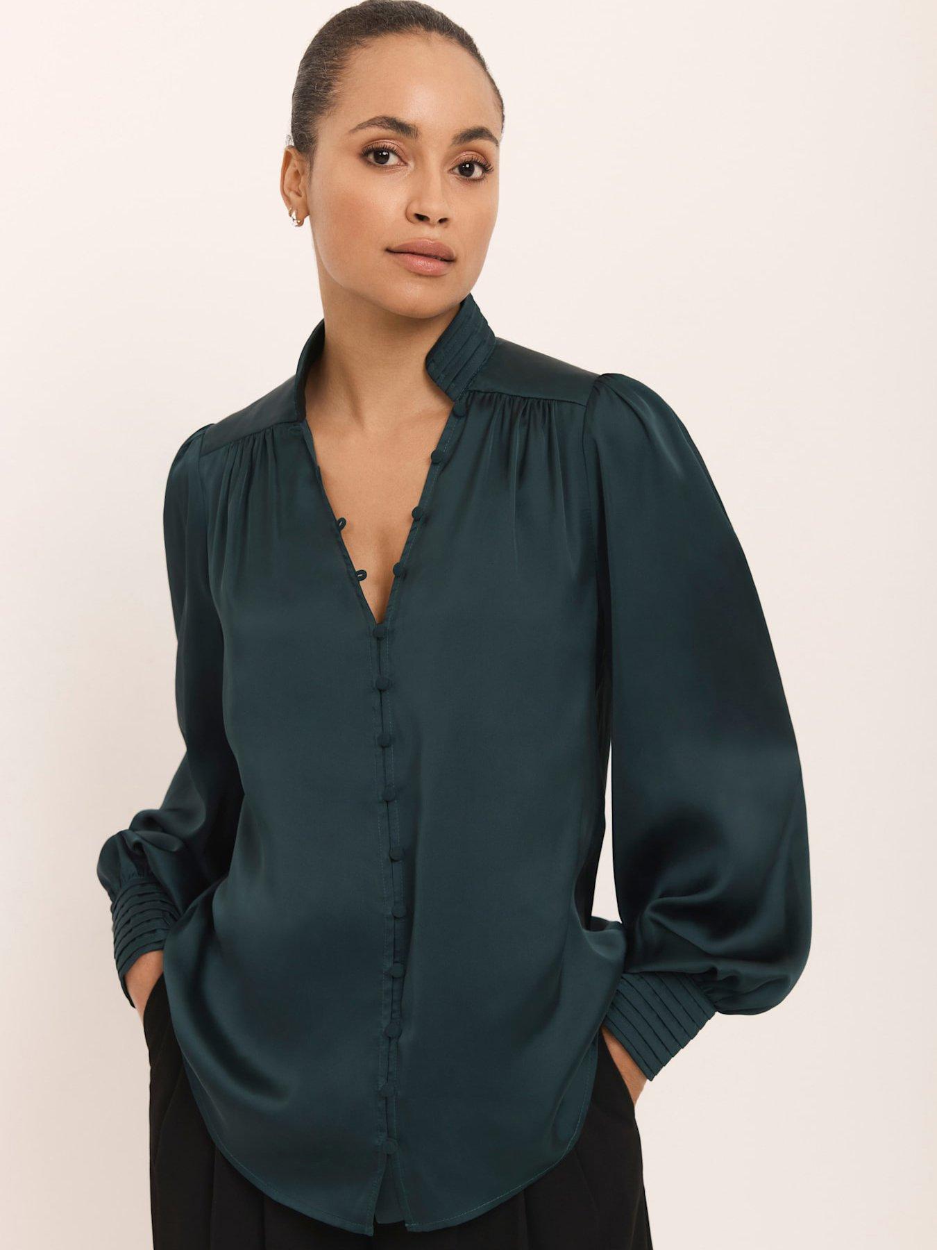 Mint Velvet Teal Satin Blouse - Green