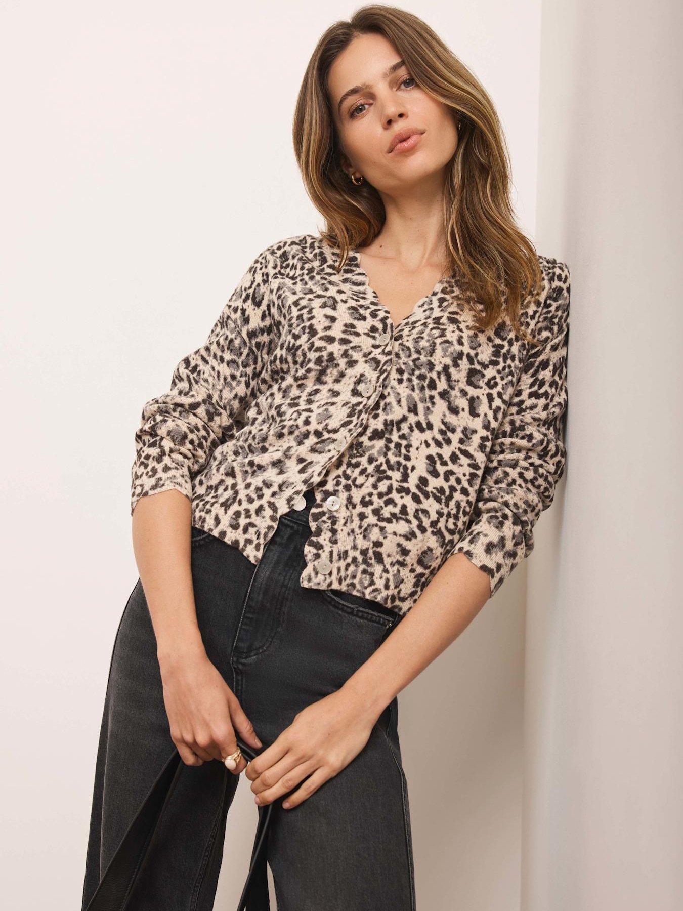 Image 2 of 6 of Mint Velvet Leopard Print Cardigan - Cream