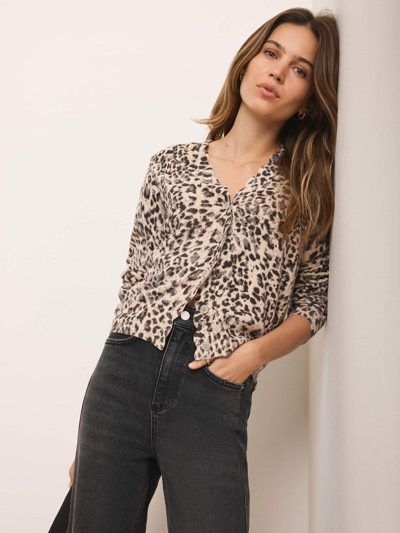 Image 4 of 6 of Mint Velvet Leopard Print Cardigan - Cream