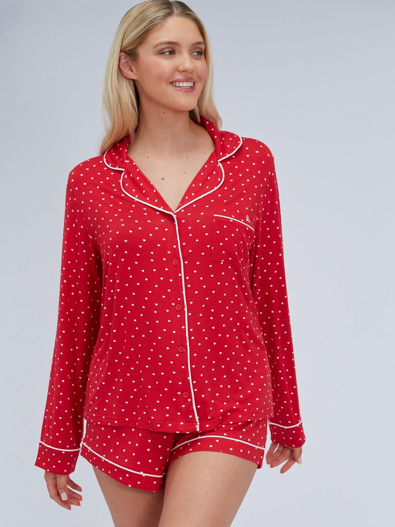  image of boux-avenue-heart-modal-short-pj-set-red