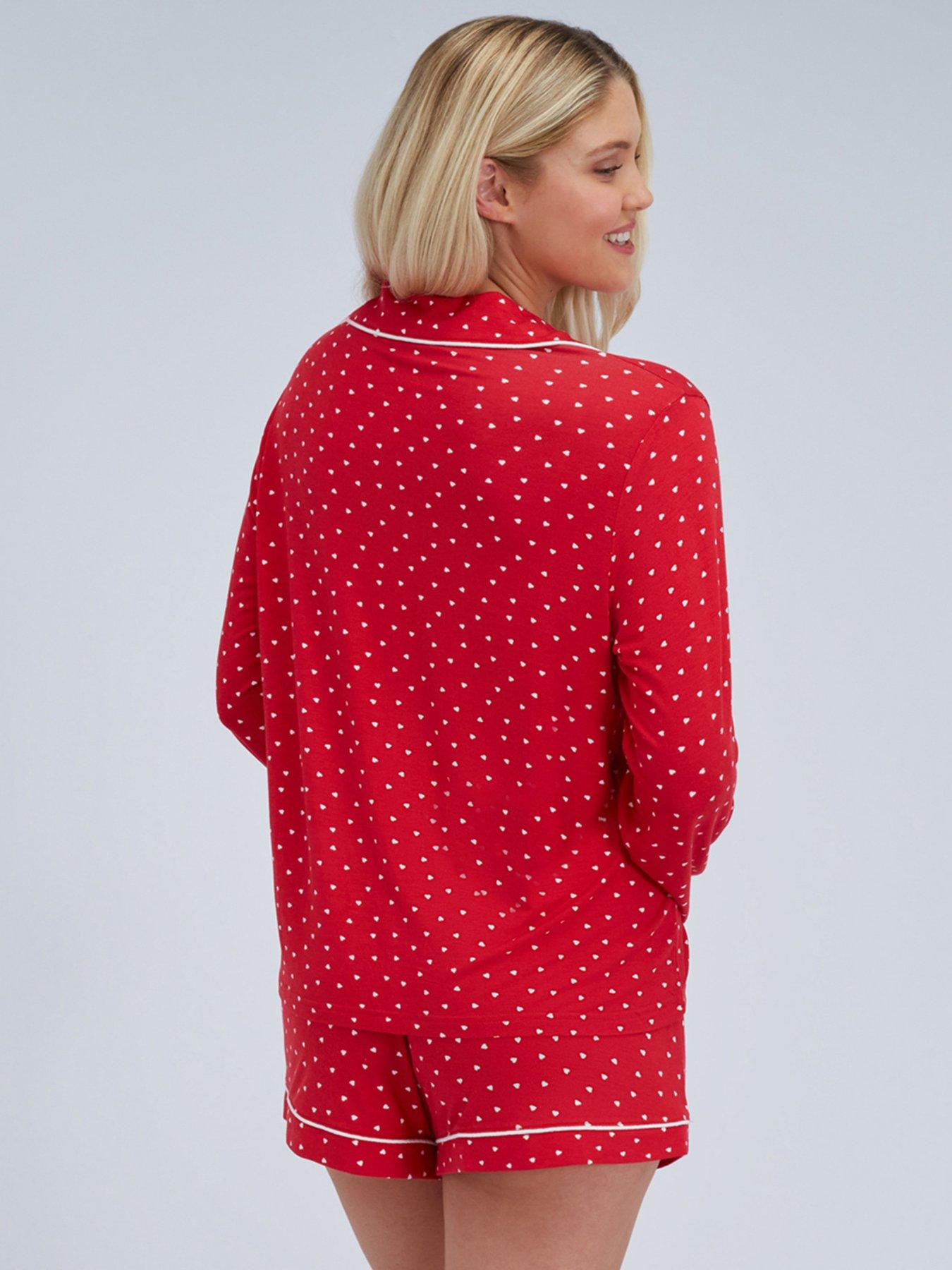  image of boux-avenue-heart-modal-short-pj-set-red