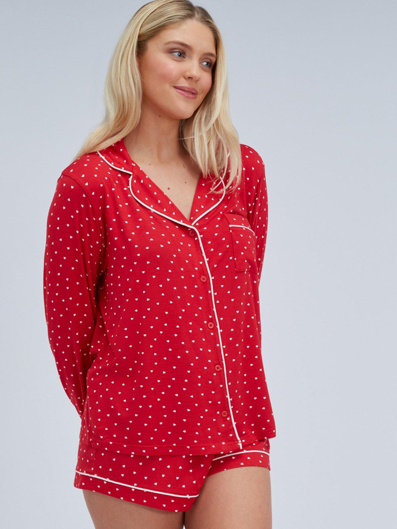  image of boux-avenue-heart-modal-short-pj-set-red