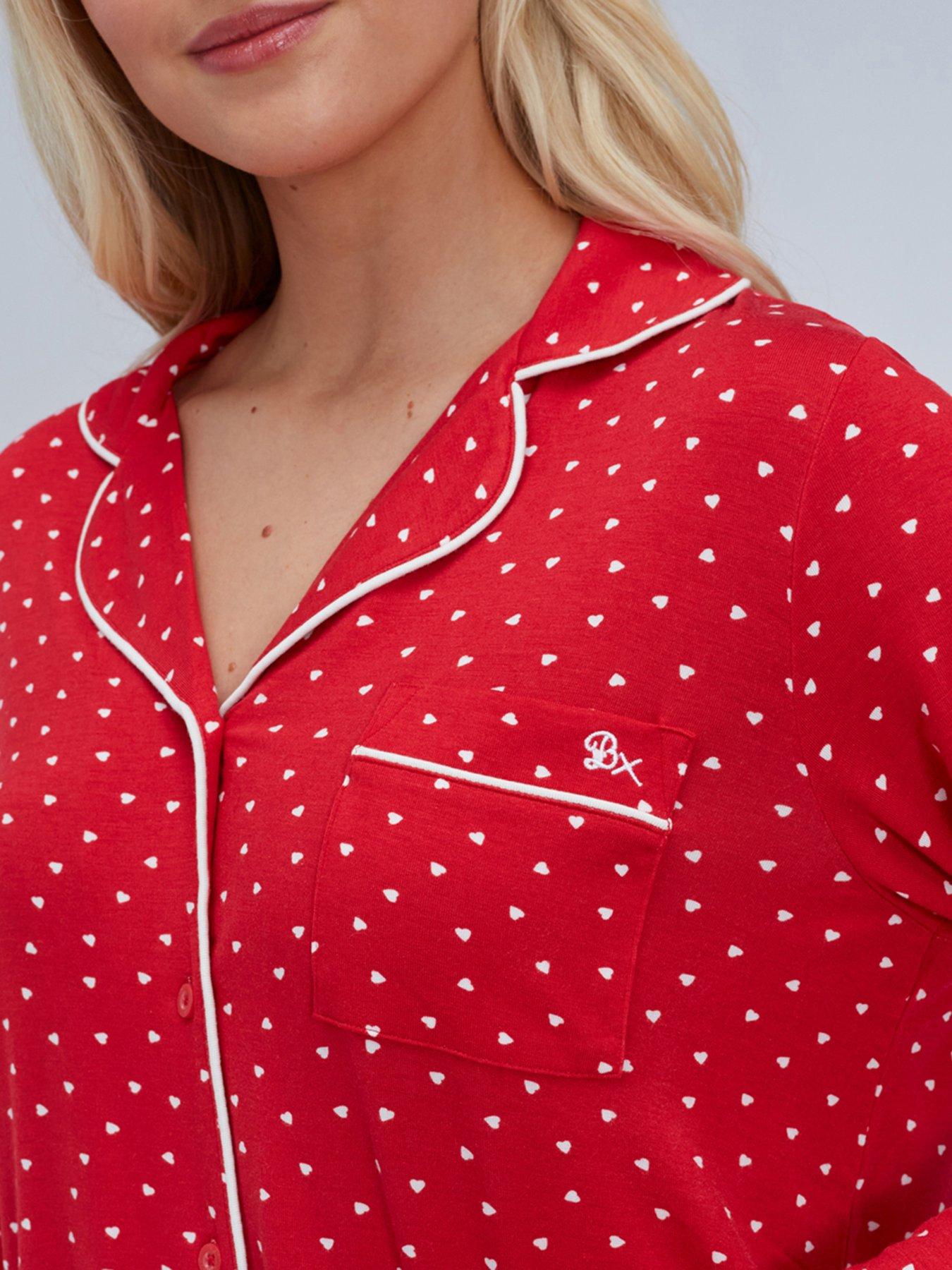  image of boux-avenue-heart-modal-short-pj-set-red