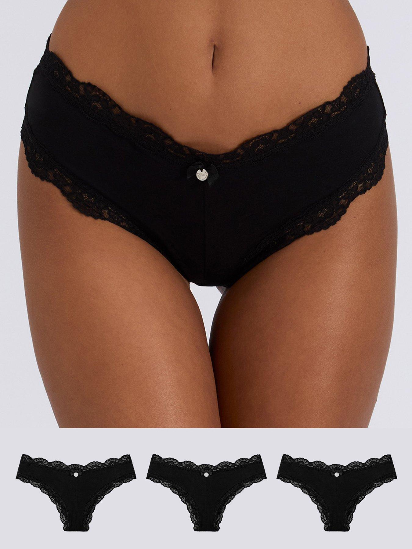 Image 1 of 6 of Boux Avenue Tatiana Brazilian Knickers 3 Pack - Black