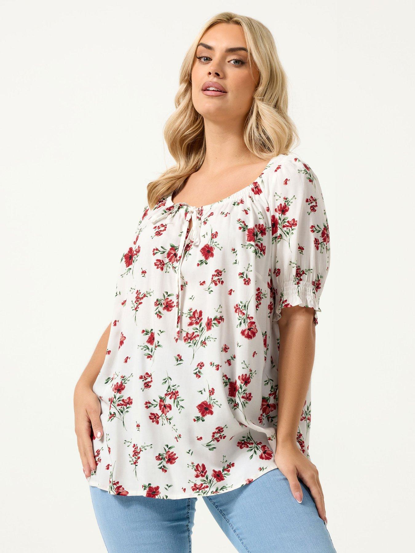 Image 1 of 5 of Yours Curve Floral Gypsy Top