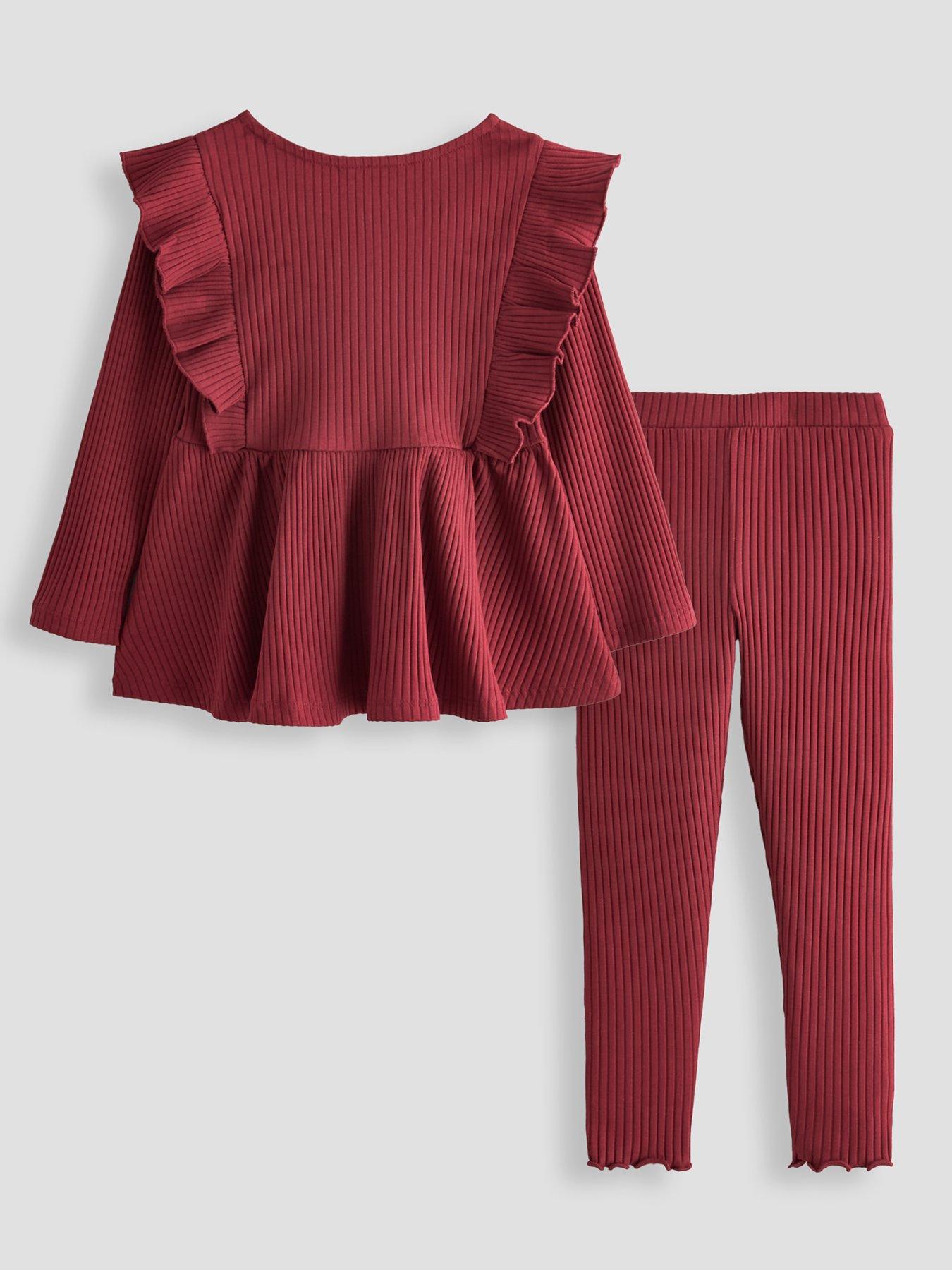 Image 2 of 5 of The Very Collection Girls Peplum Rib Top And Legging Basic Set (9 months - 7 years) - Red
