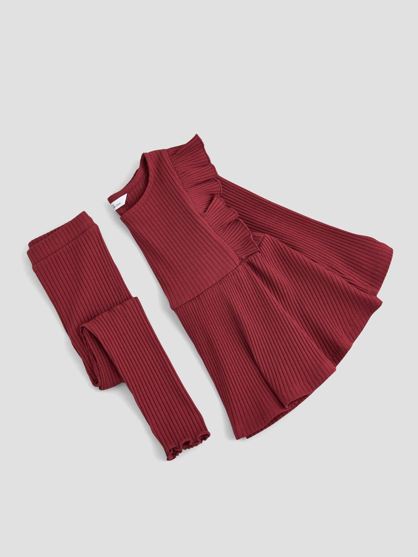 Image 3 of 5 of The Very Collection Girls Peplum Rib Top And Legging Basic Set (9 months - 7 years) - Red