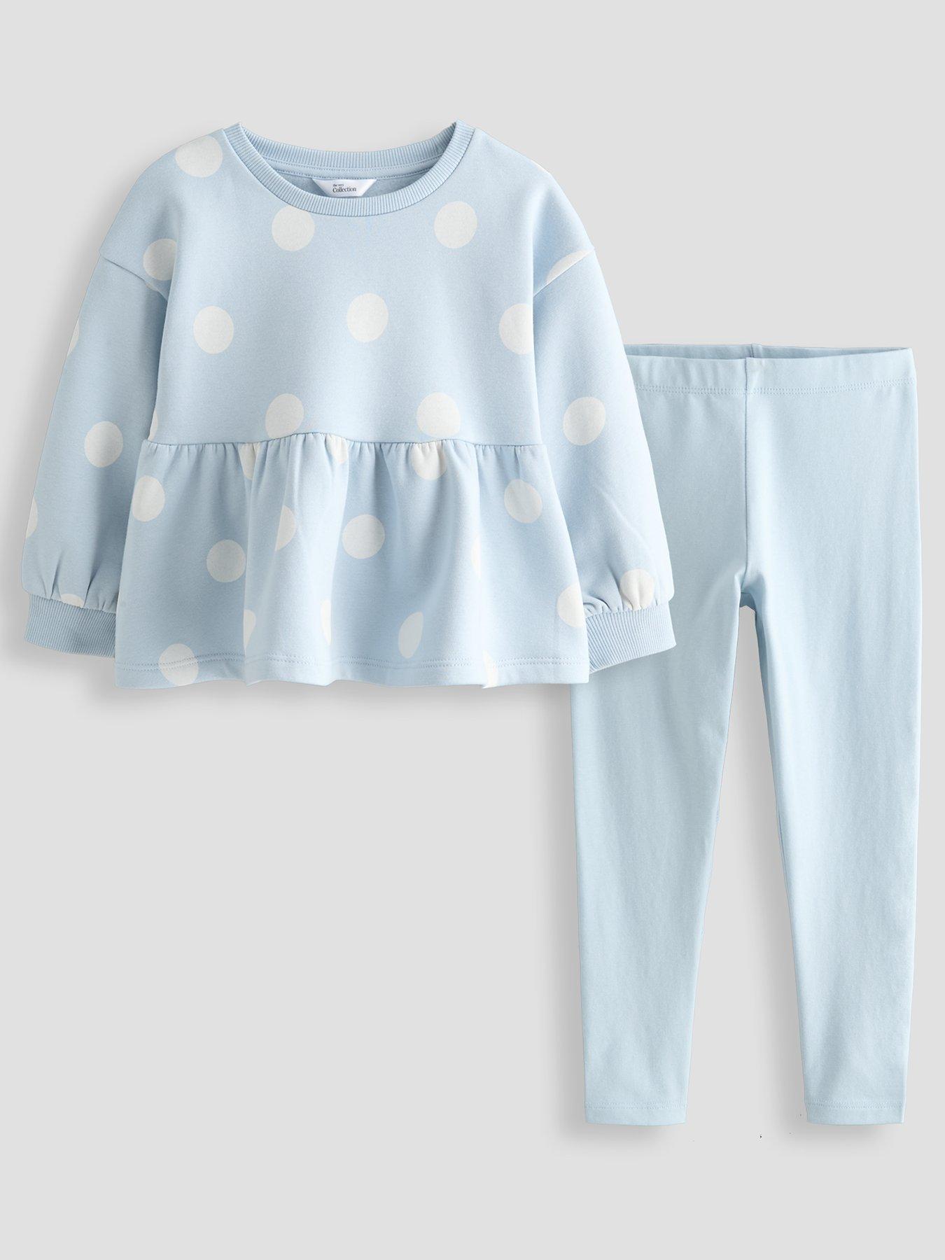 The Very Collection Girls Peplum Polka Dot Sweatshirt And Legging Set - Light Blue