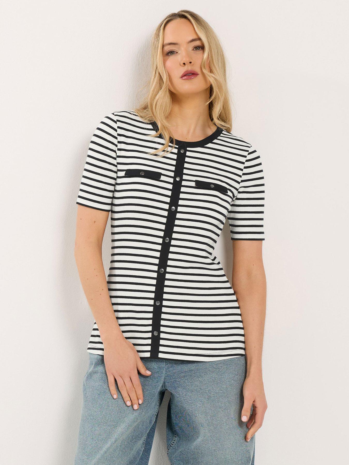 Image 1 of 5 of Long Tall Sally Tall Button Stripe T-shirt