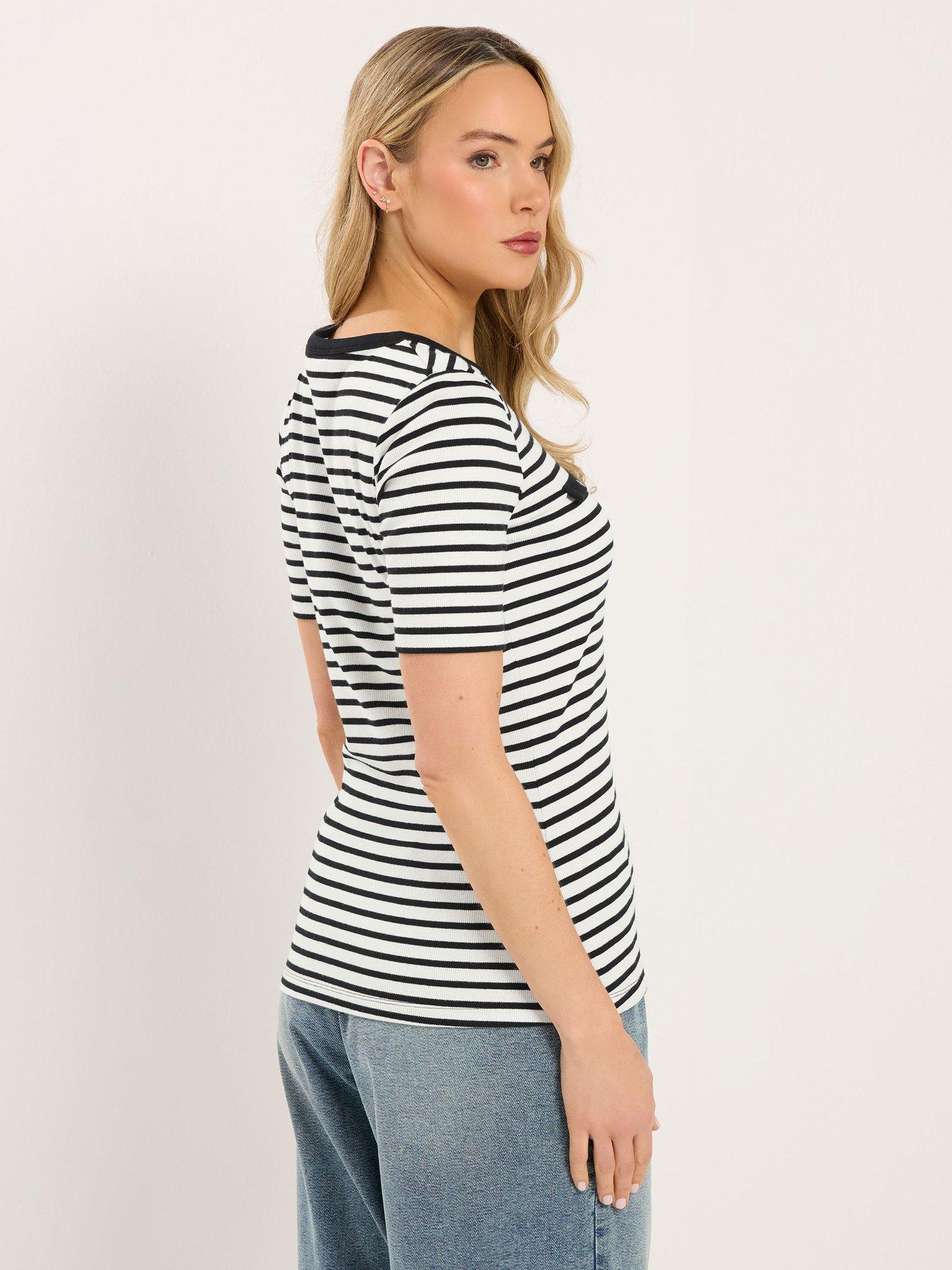 Image 2 of 5 of Long Tall Sally Tall Button Stripe T-shirt