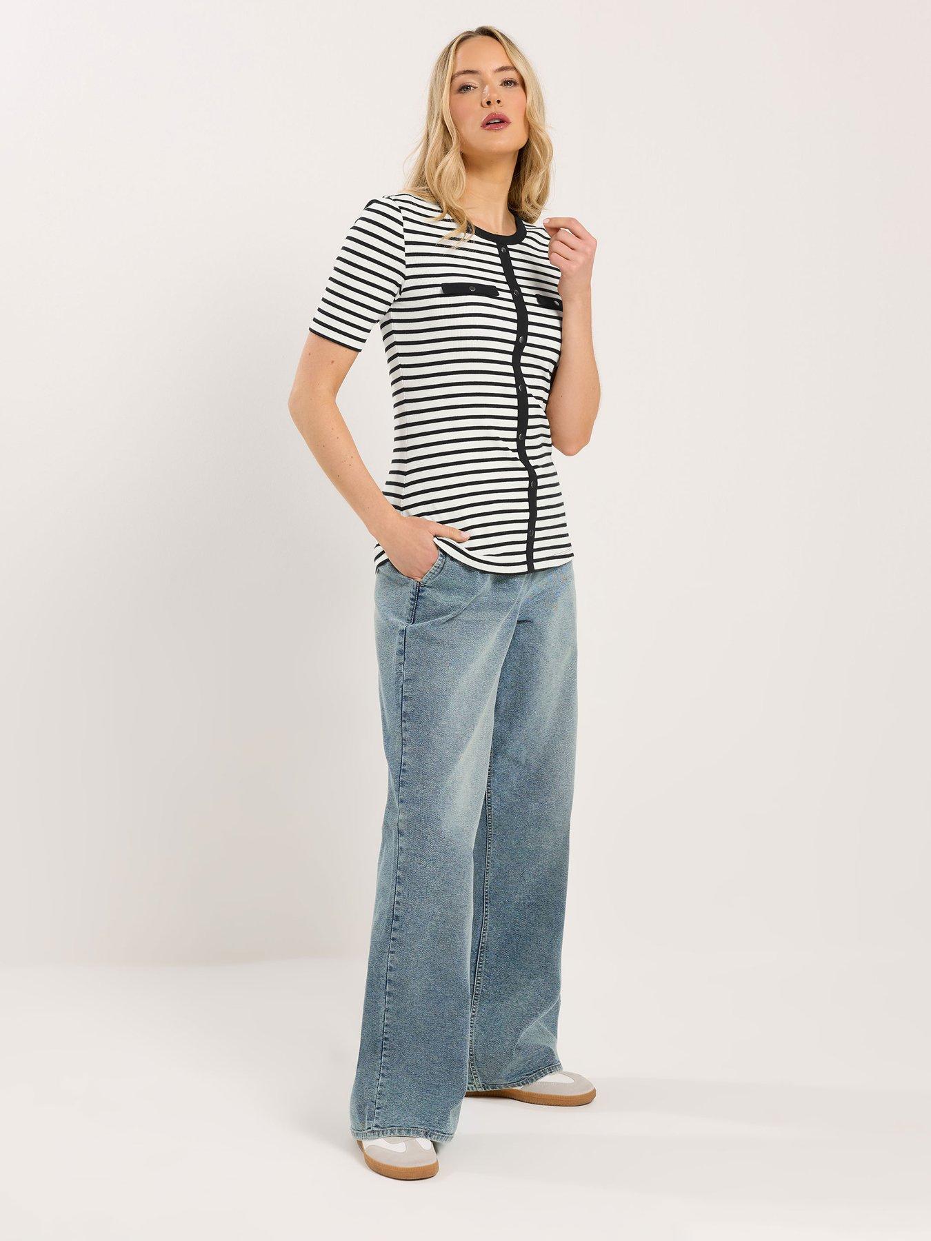 Image 3 of 5 of Long Tall Sally Tall Button Stripe T-shirt