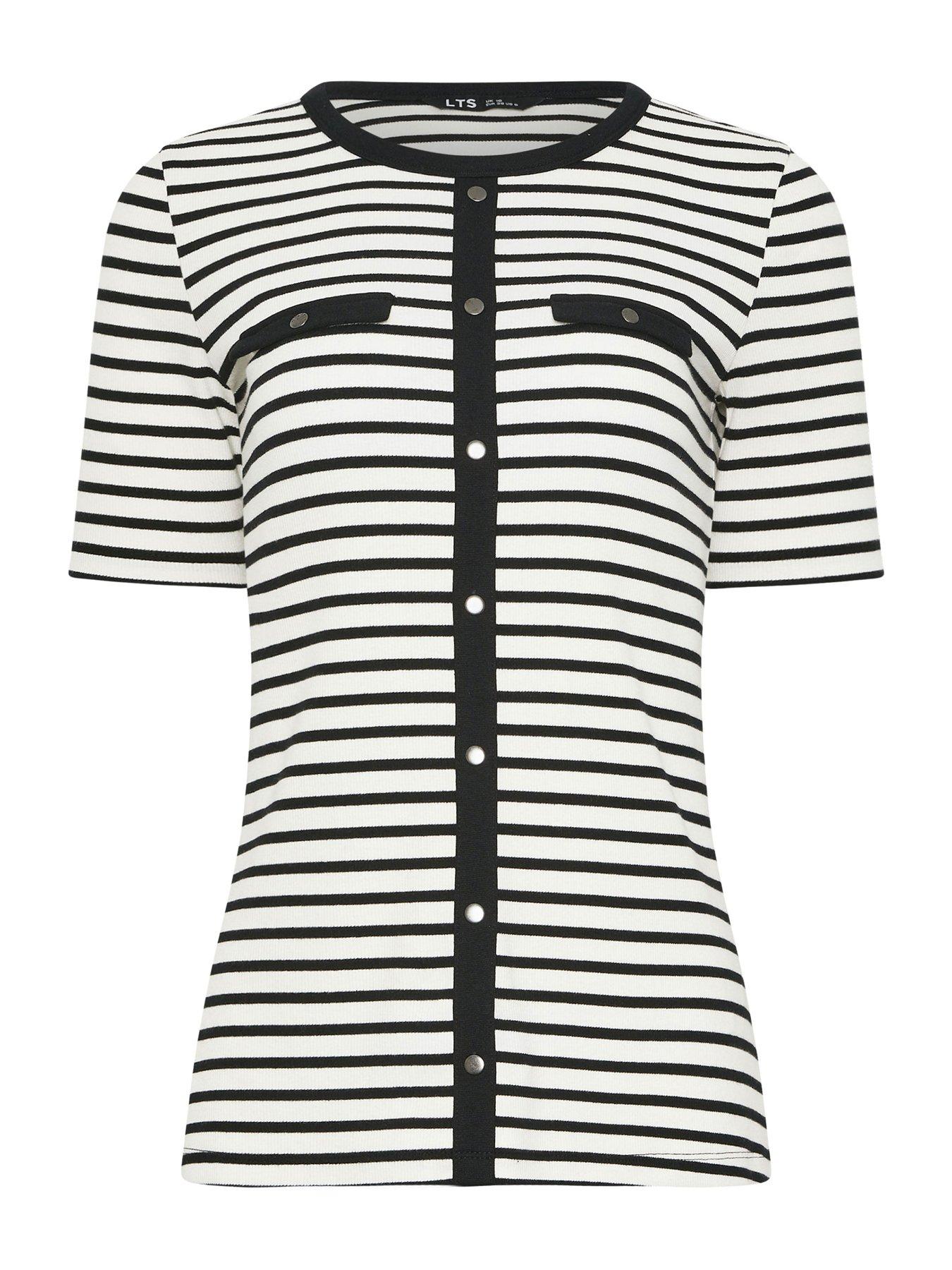 Image 5 of 5 of Long Tall Sally Tall Button Stripe T-shirt
