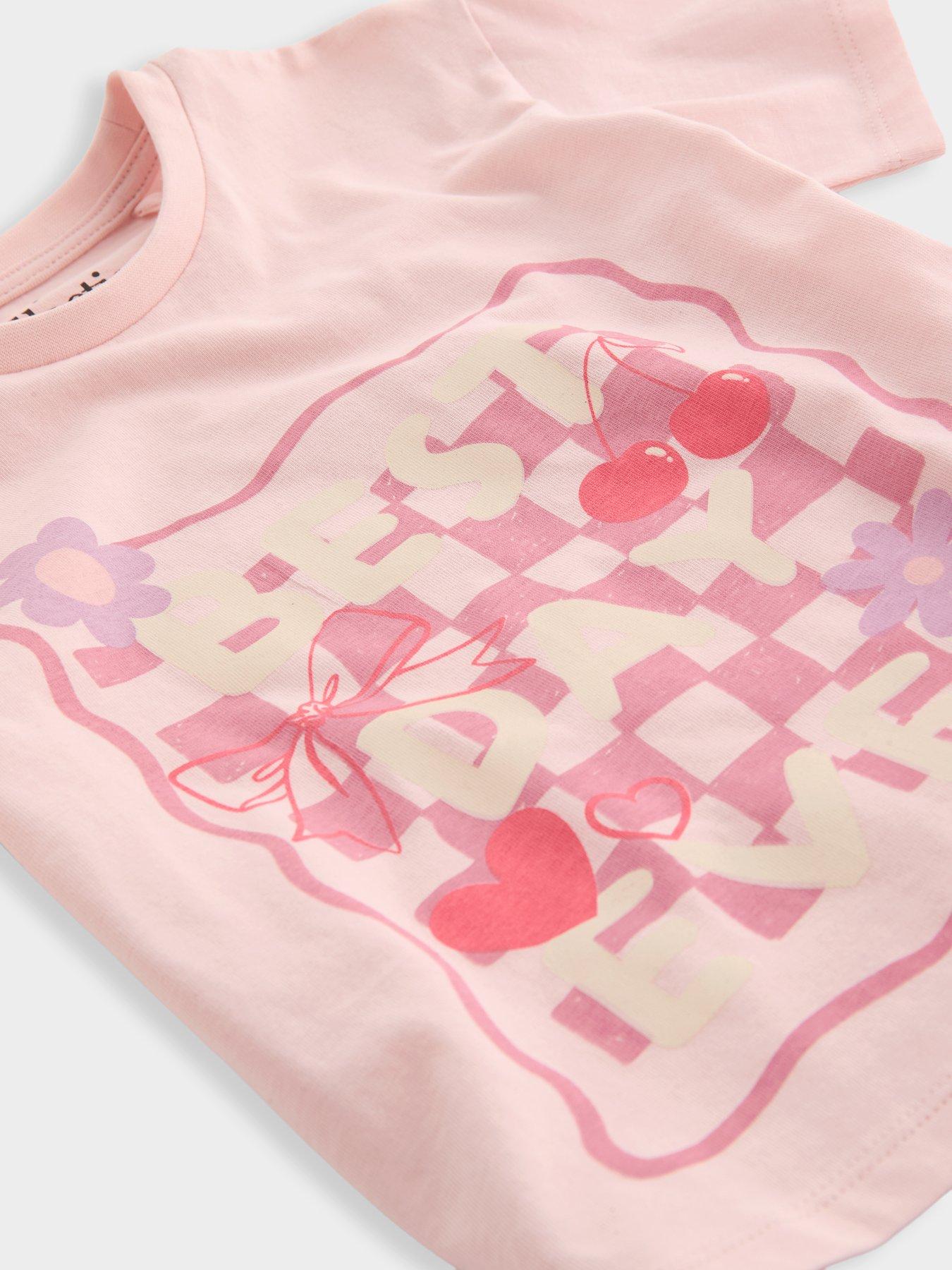 Image 4 of 4 of The Very Collection Girls Best Day Slogan T-Shirt - Pink