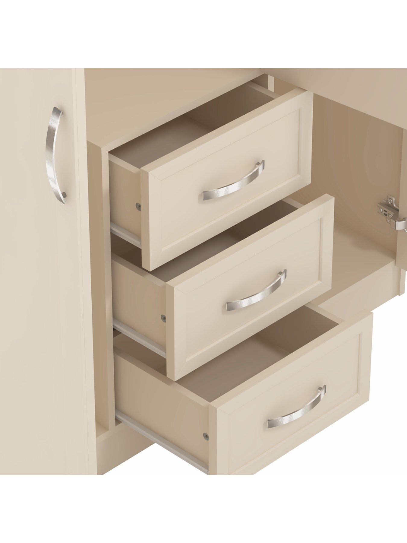 Image 6 of 7 of The Very Collection Camberley 3 Door 3 Drawer Mirrored Wardrobe - Oatmeal/Oak