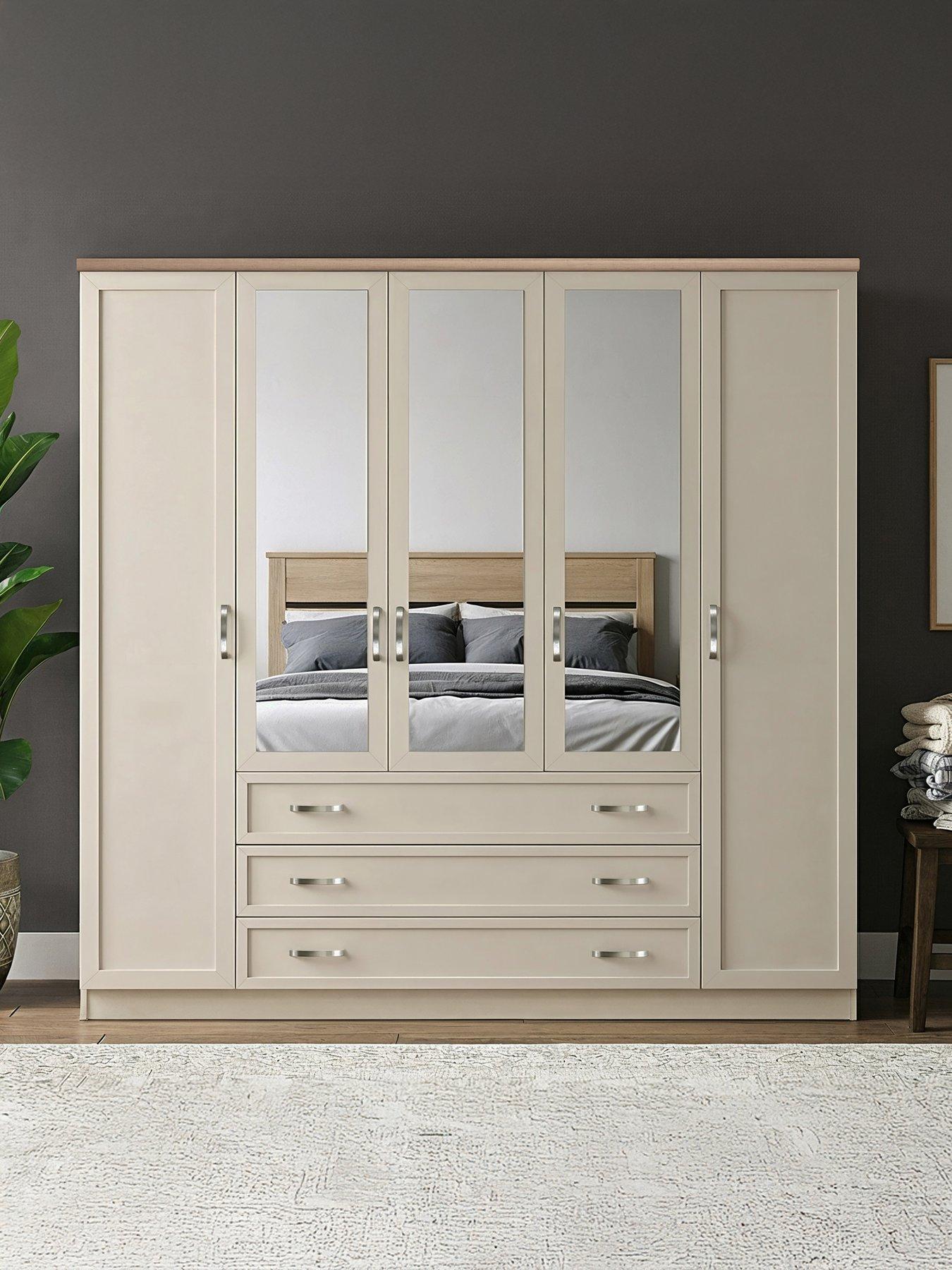 The Very Collection Camberley 5 Door 3 Drawer Mirrored Wardrobe
