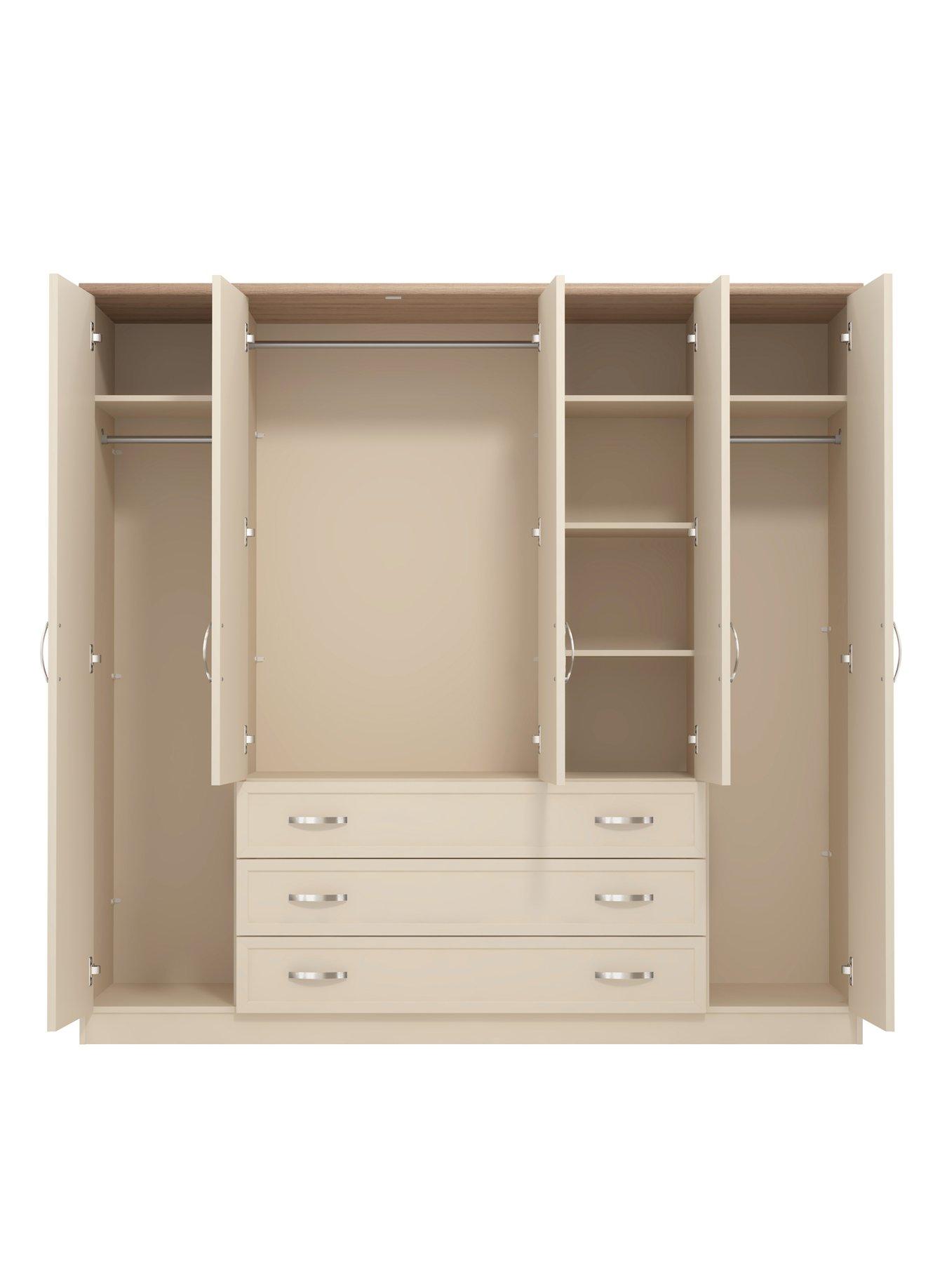 Image 5 of 7 of The Very Collection Camberley 5 Door 3 Drawer Mirrored Wardrobe - Oatmeal/Oak