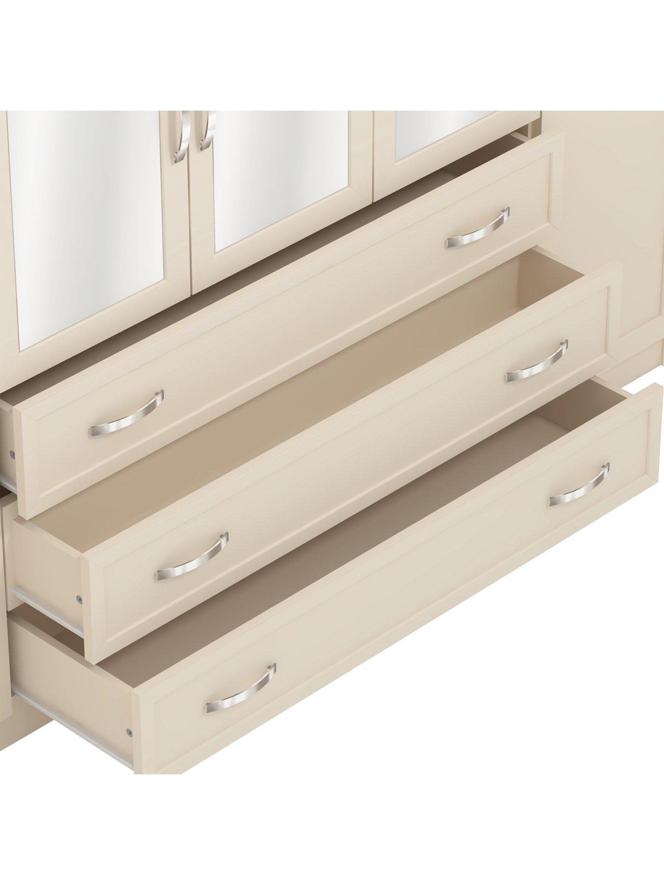 Image 6 of 7 of The Very Collection Camberley 5 Door 3 Drawer Mirrored Wardrobe - Oatmeal/Oak