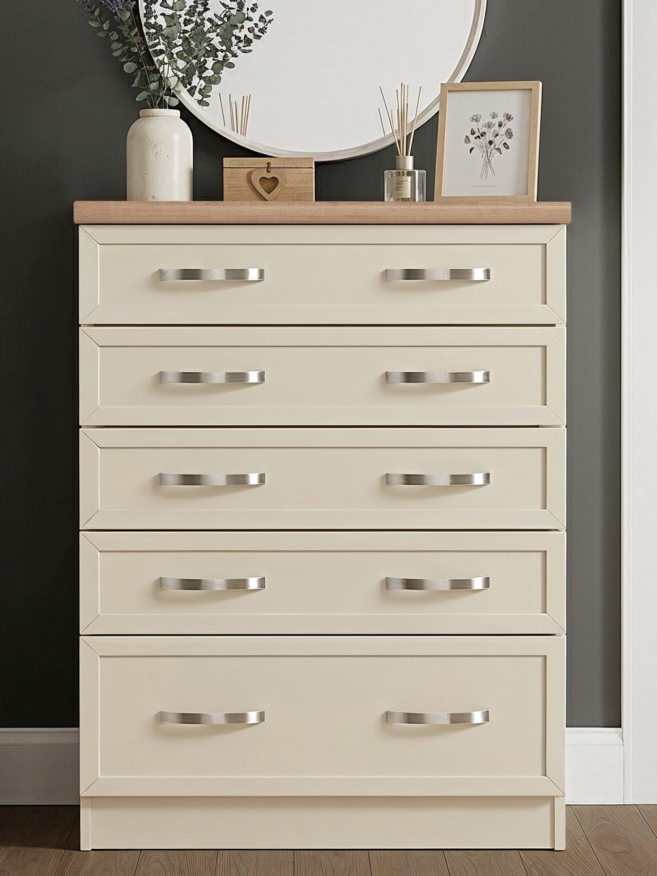 The Very Collection Camberley 5 Graduated Drawer Chest - Oatmeal/Oak