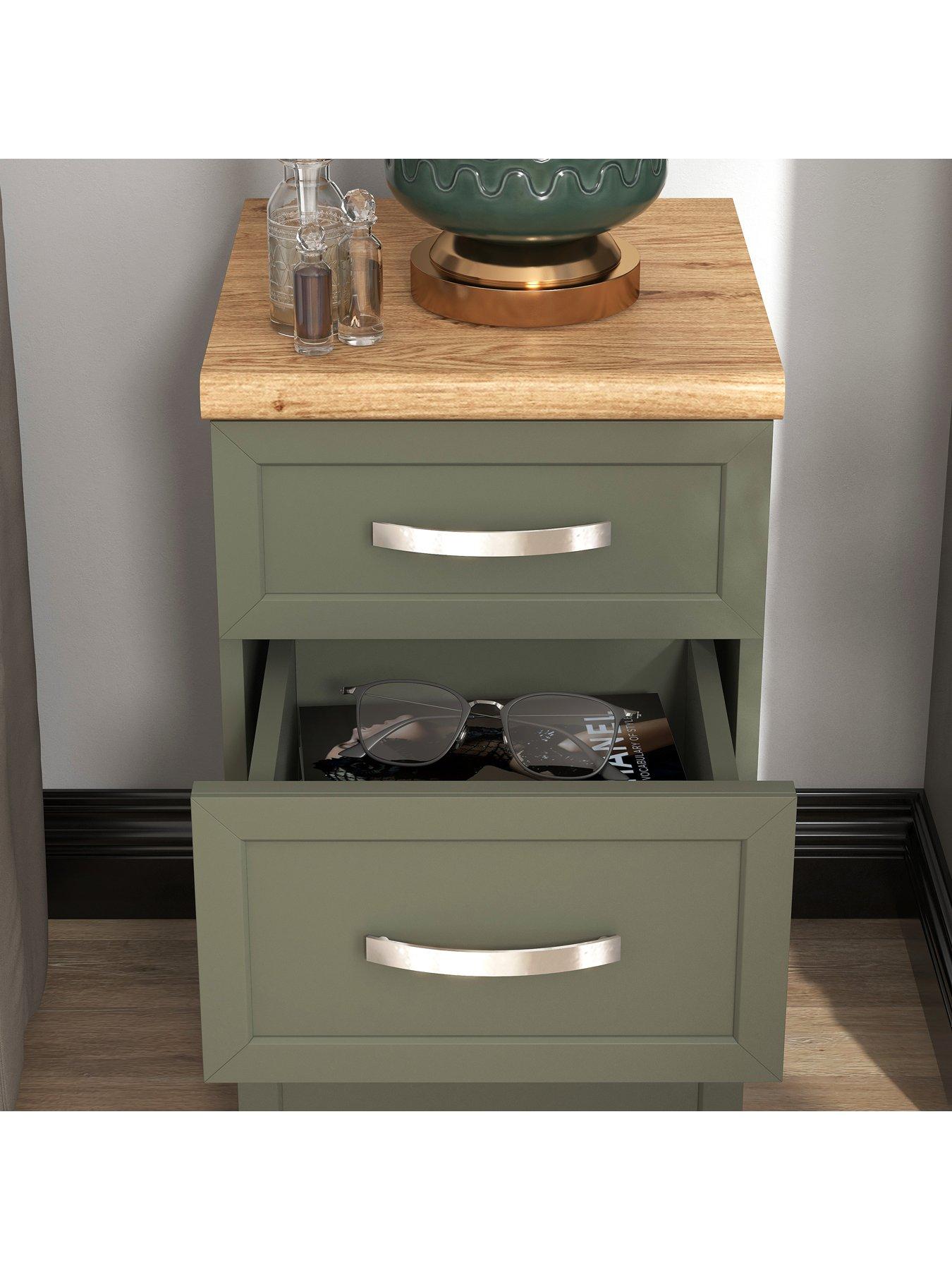Image 7 of 7 of The Very Collection Camberley 3 Piece Package - 3 Door, 3 Drawer&nbsp;Mirrored&nbsp;Wardrobe, 5 Drawer Chest and 3 Drawer Bedside Chest - Green