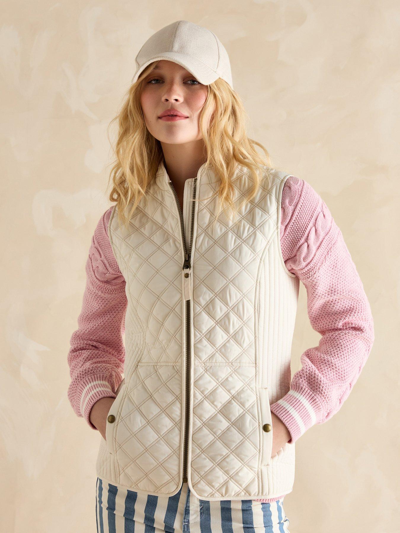 Joules Minx Showerproof Diamond Quilted Gilet - Cream