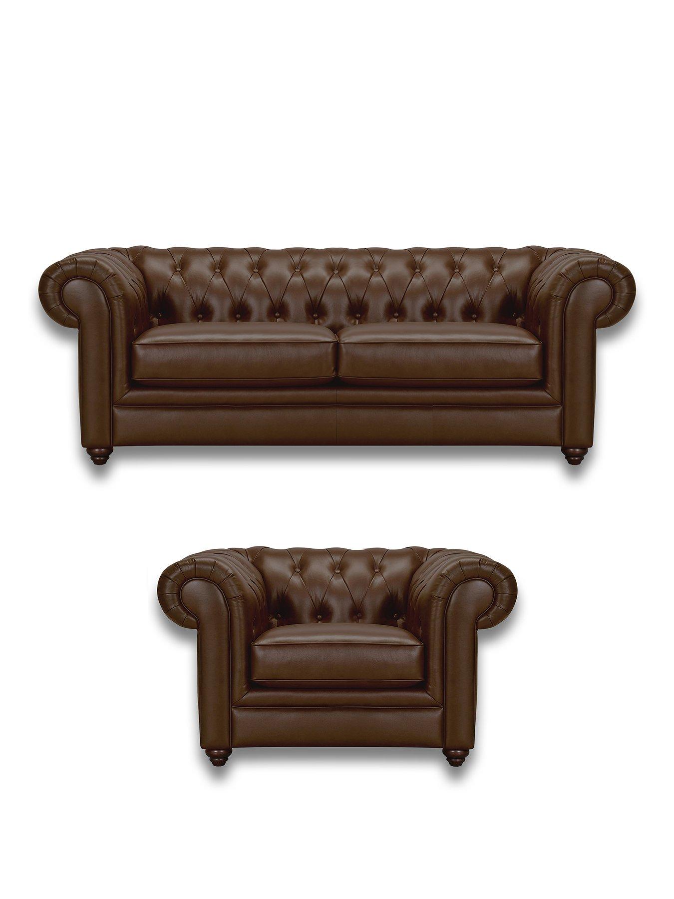 Image 2 of 7 of The Very Collection New Bakerfield Leather 3 Seater + Chair