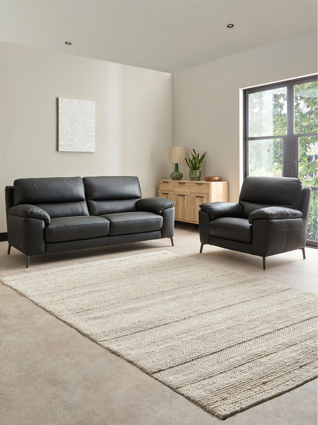 Image 1 of 6 of The Very Collection Lesta Leather 3 Seater + Chair