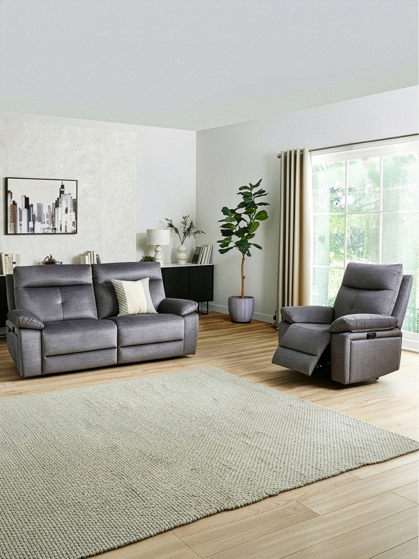 Image 1 of 7 of The Very Collection Ivana Fabric Recliner 3 Seater + Chair