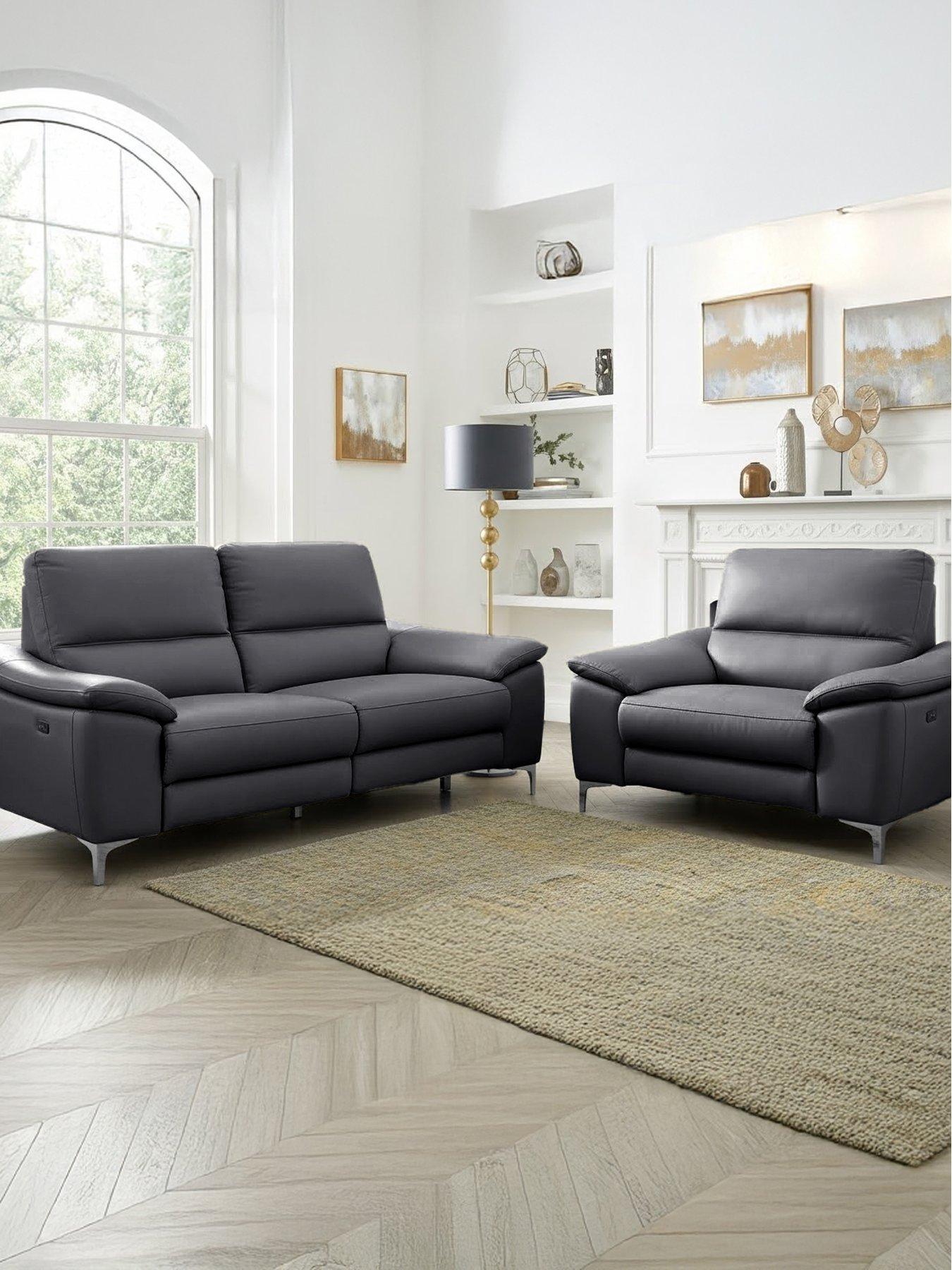 The Very Collection Pavilion Leather 3 Seater + Chair