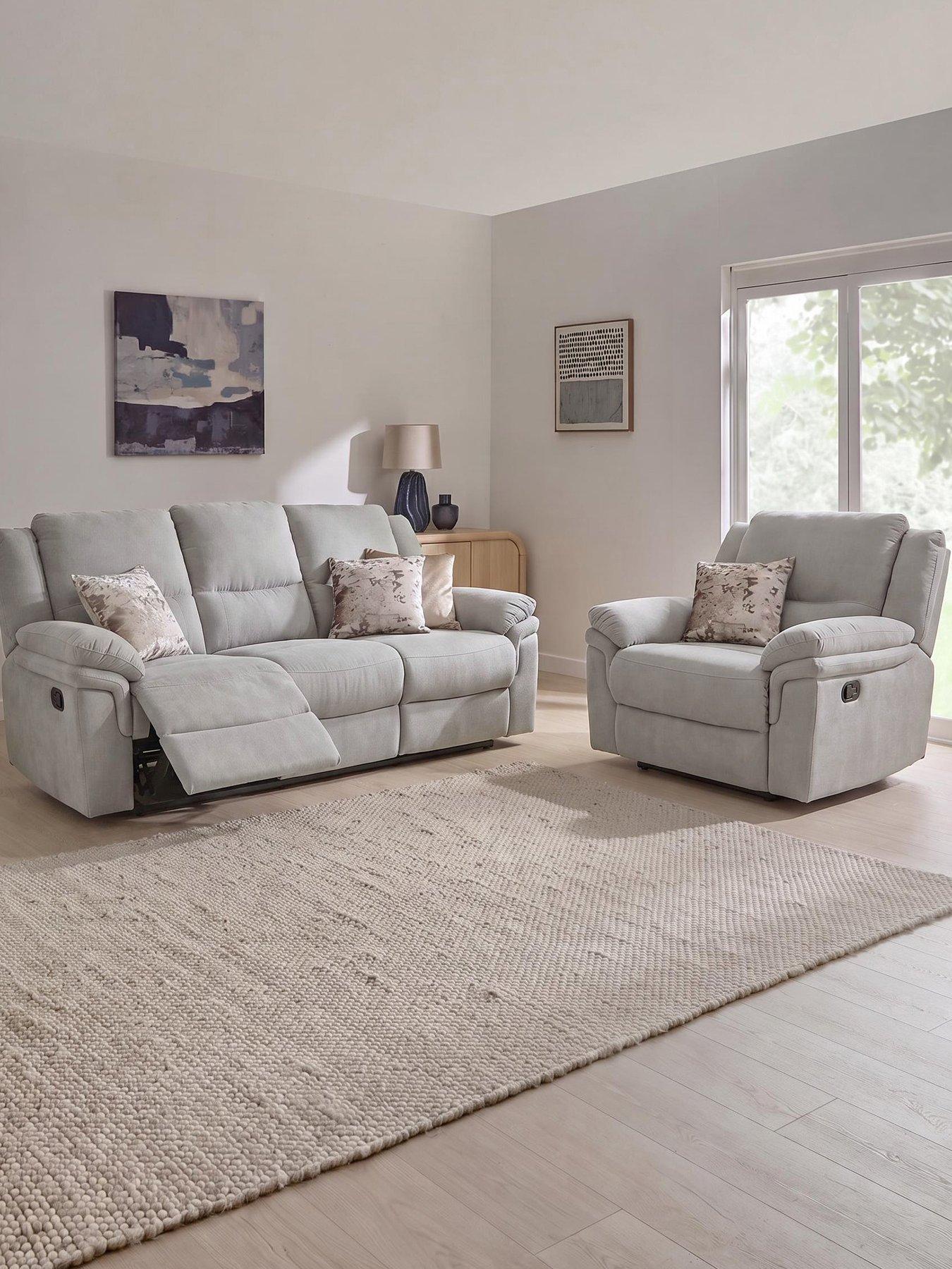 Image 1 of 6 of The Very Collection Albion Chenille 3 Seater High Back Manual Recliner Sofa and Armchair Set (Buy &amp; SAVE!) - FSC&reg; Certified