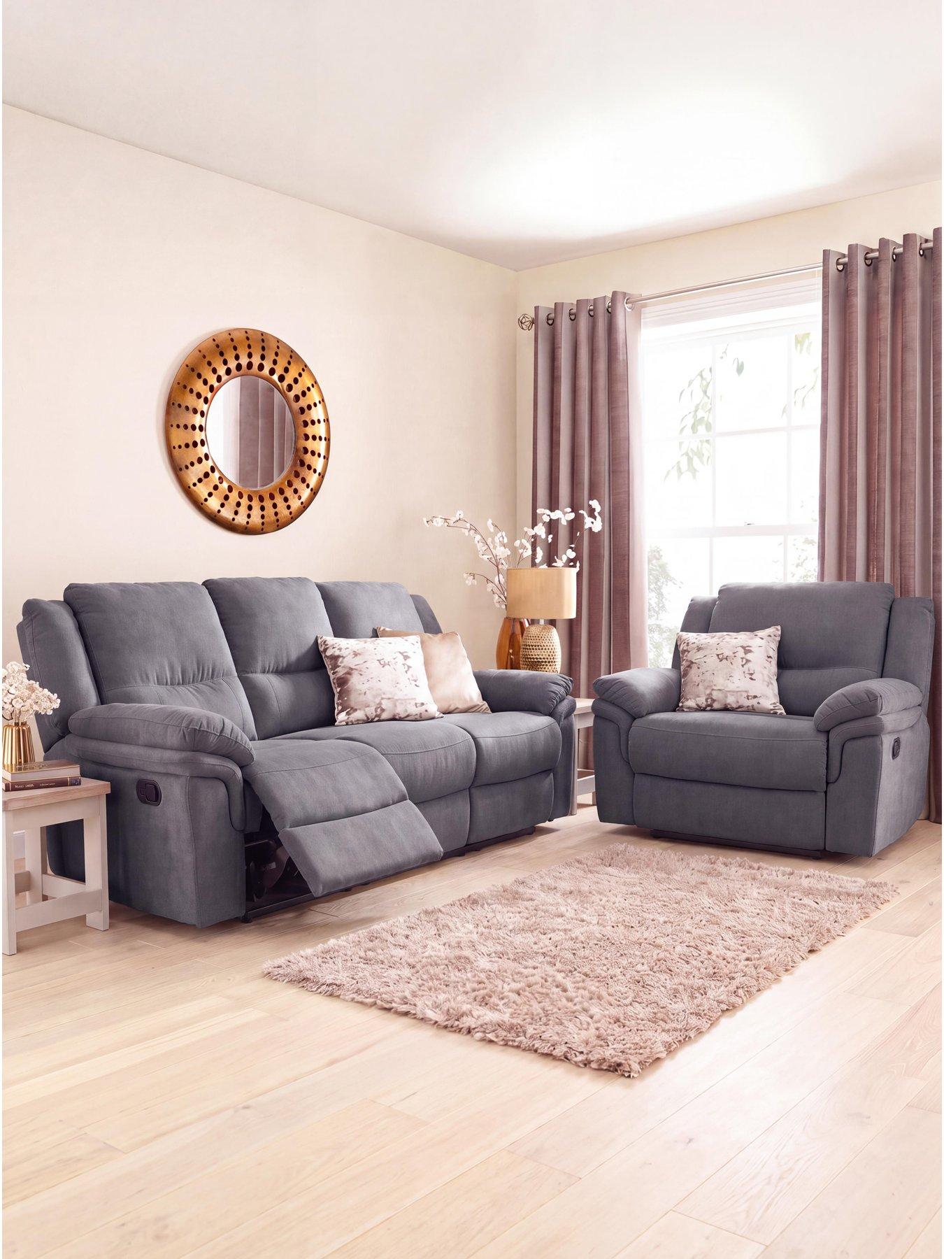 The Very Collection Albion Chenille 3 Seater High Back Manual Recliner Sofa and Armchair Set (Buy  &  SAVE!) - FSC® Certified