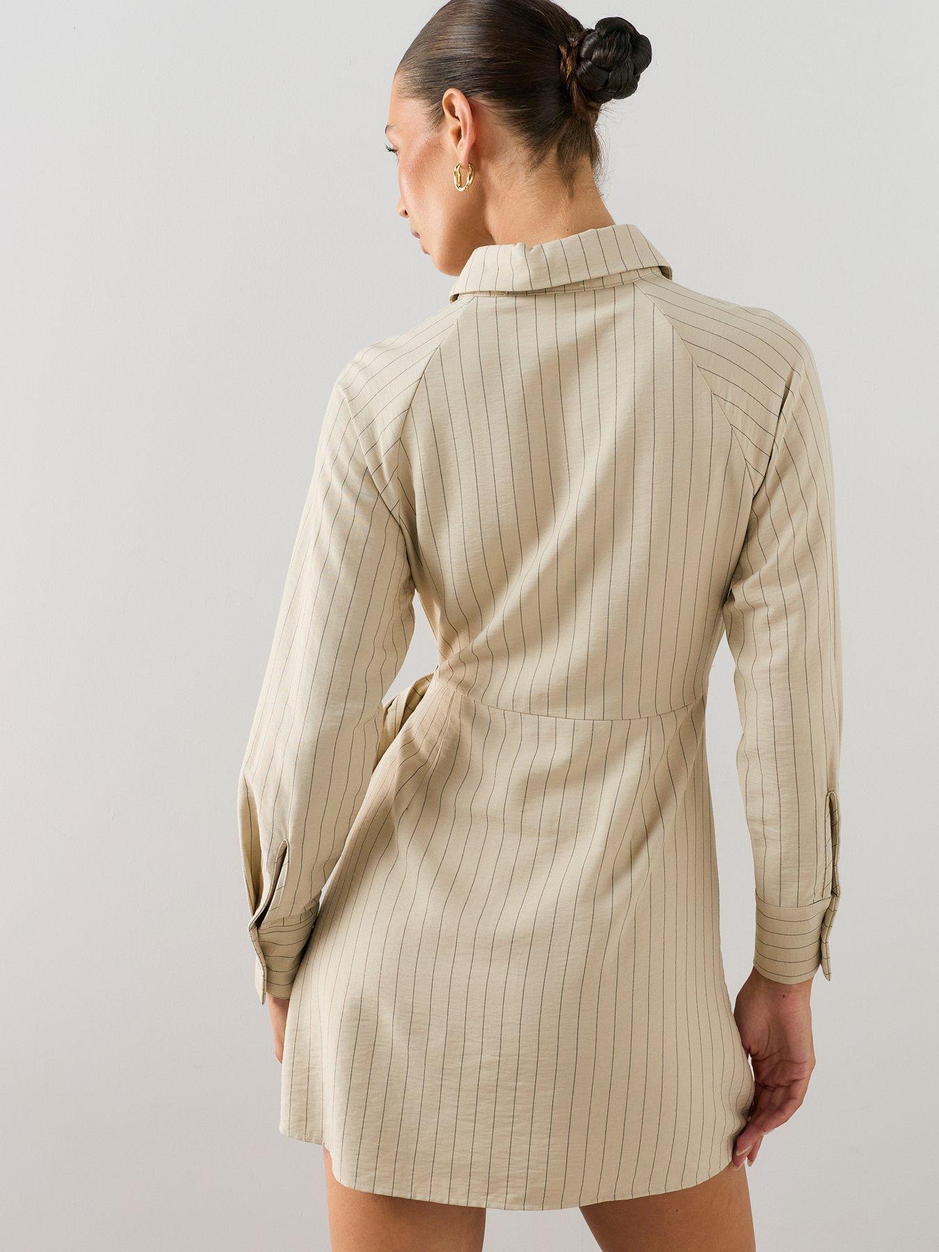 Image 2 of 7 of The Very Collection Wrap Detail Shirt Dress - Cream
