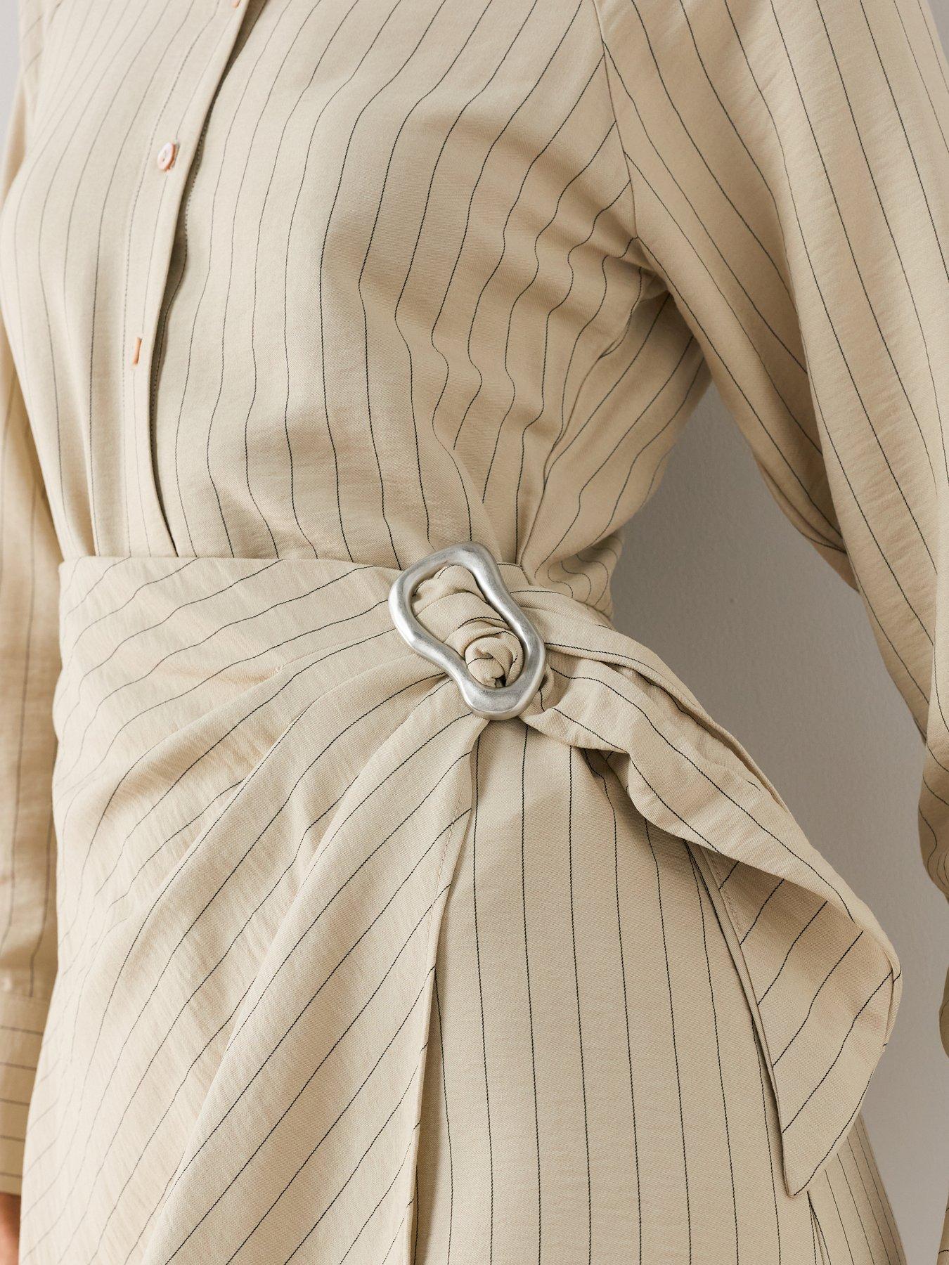 Image 6 of 7 of The Very Collection Wrap Detail Shirt Dress - Cream