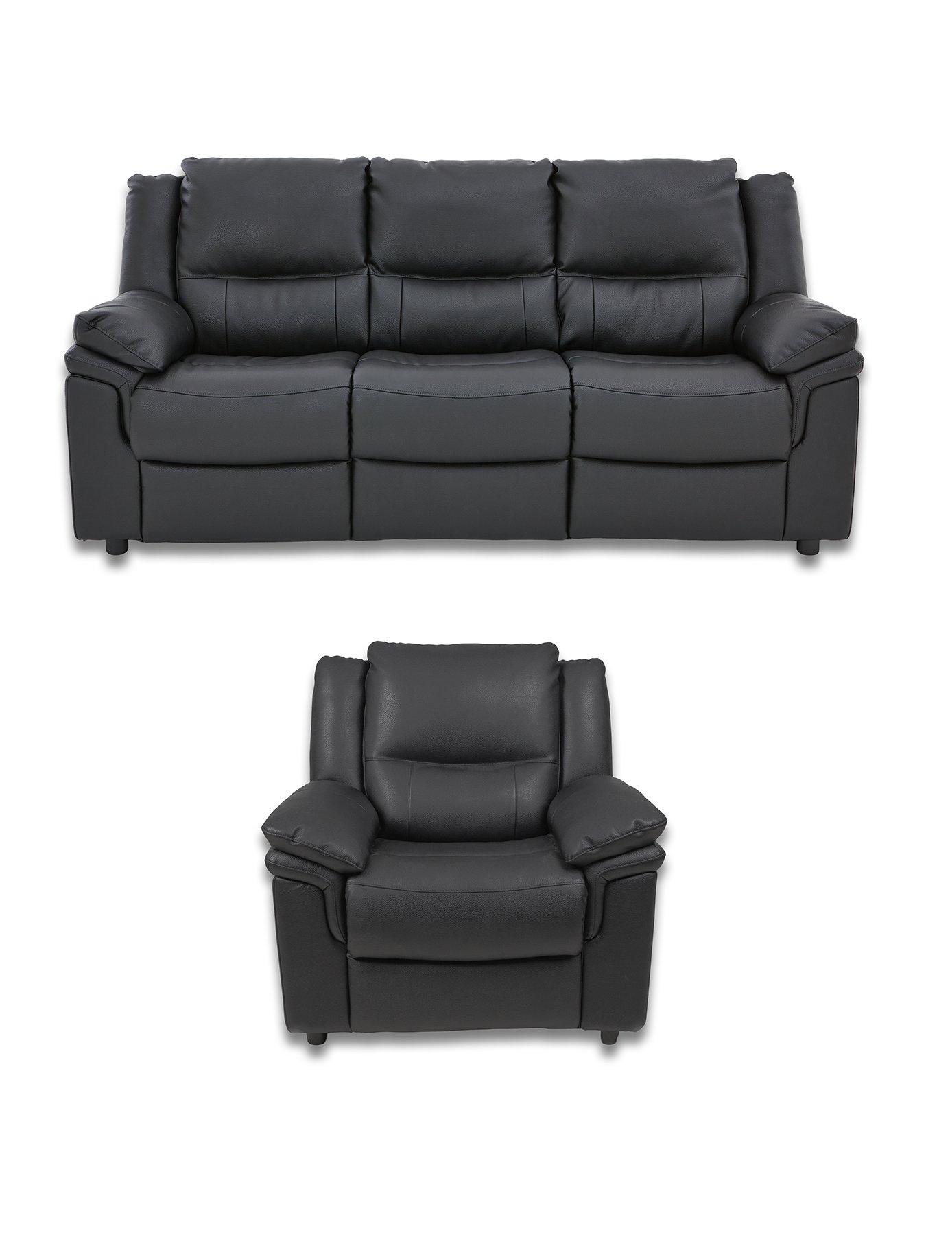The Very Collection Albion Luxury Faux Leather High Back 3 Seater Sofa and Armchair Set (Buy and SAVE!) - FSC® Certified