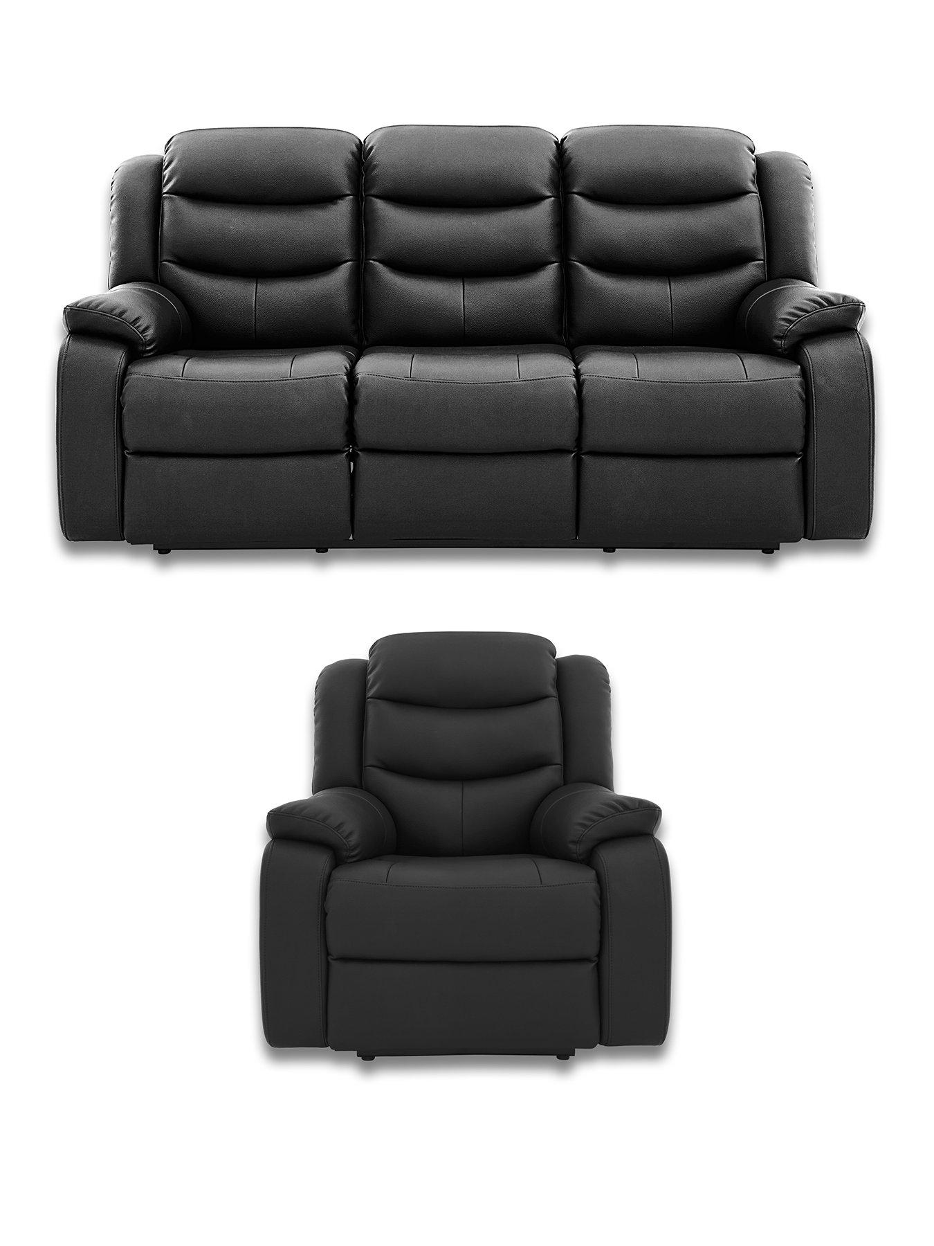 Image 1 of 5 of The Very Collection Rothbury Faux Leather 3 Seater + Chair